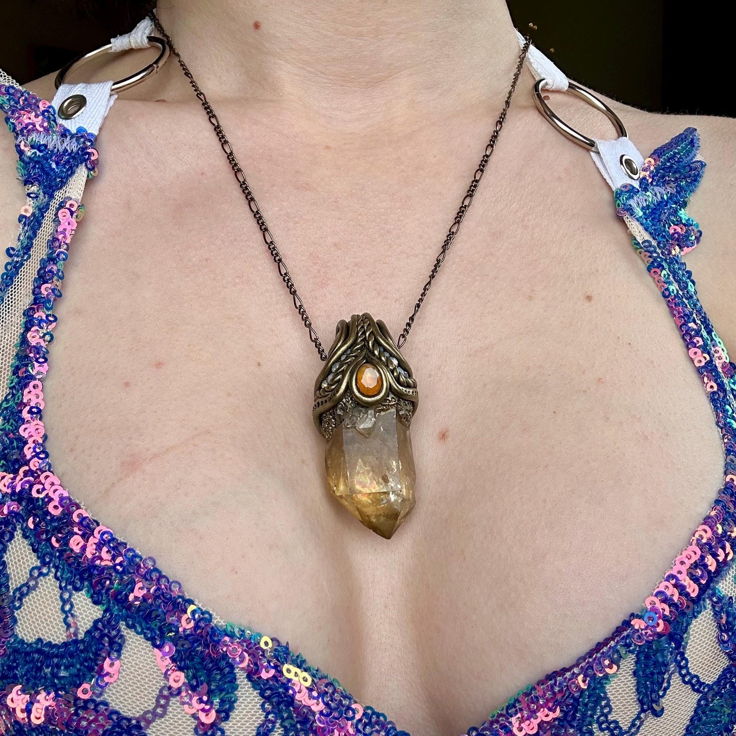 Citrine Necklace, crystal pendant, gemstone necklace