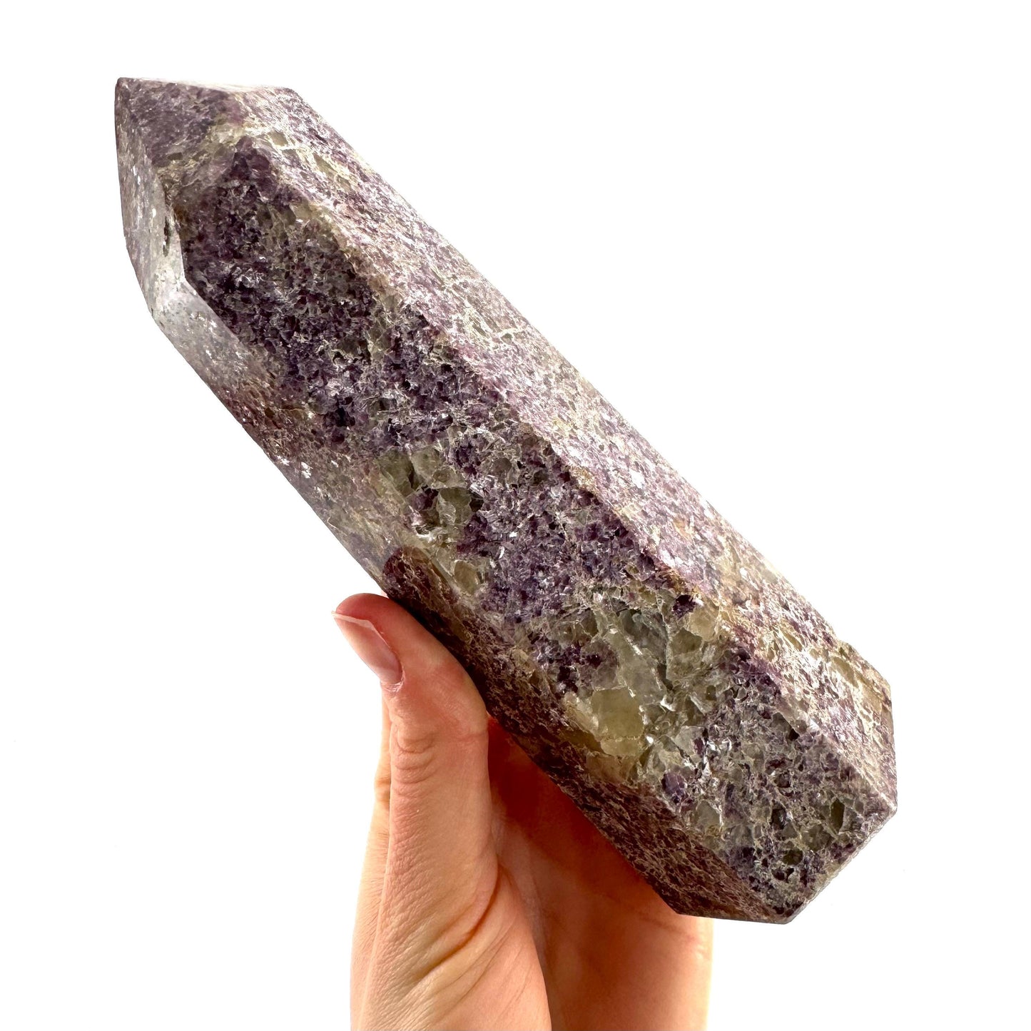 XL Polished lepidolite point, lepidolite wand, lepidolite crystal, crystal point