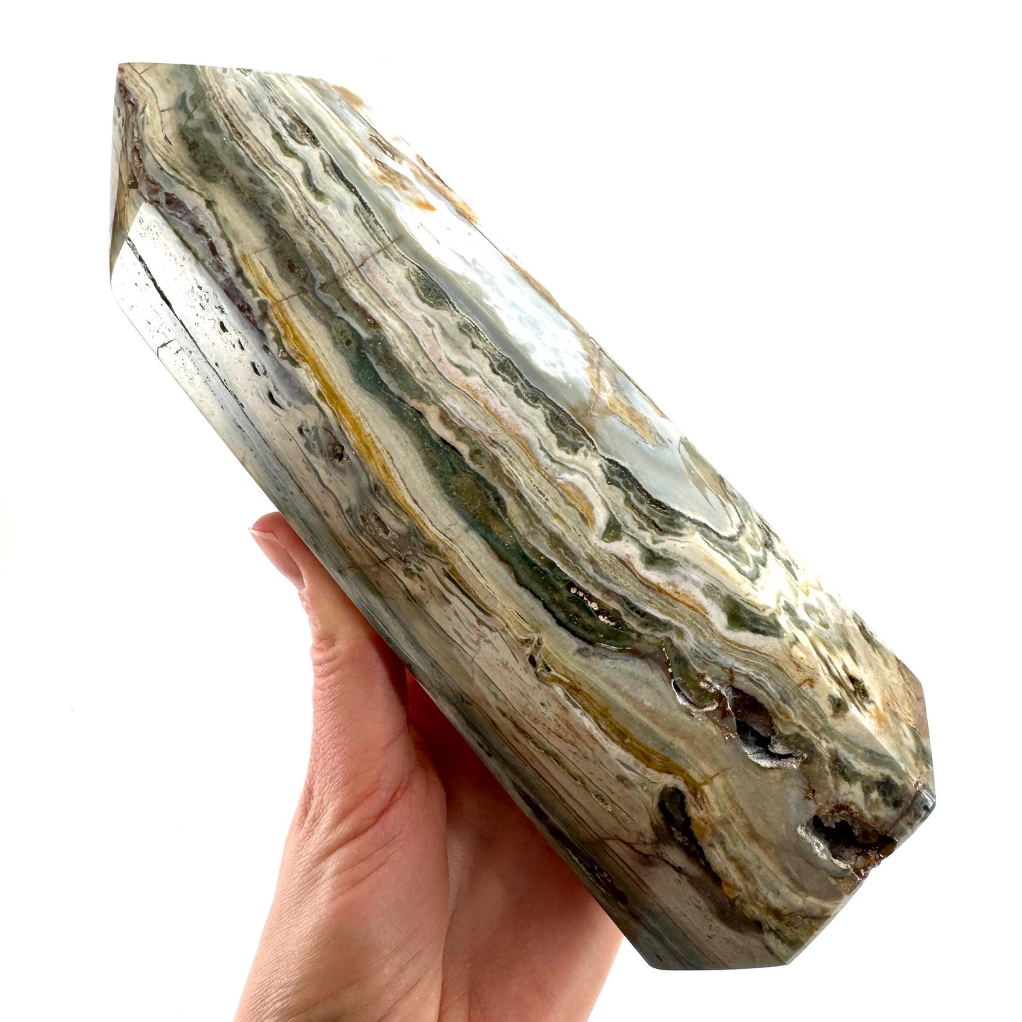 Ocean Jasper Point, orbicular jasper point, crystal point, ocean jasper crystal, orbicular jasper