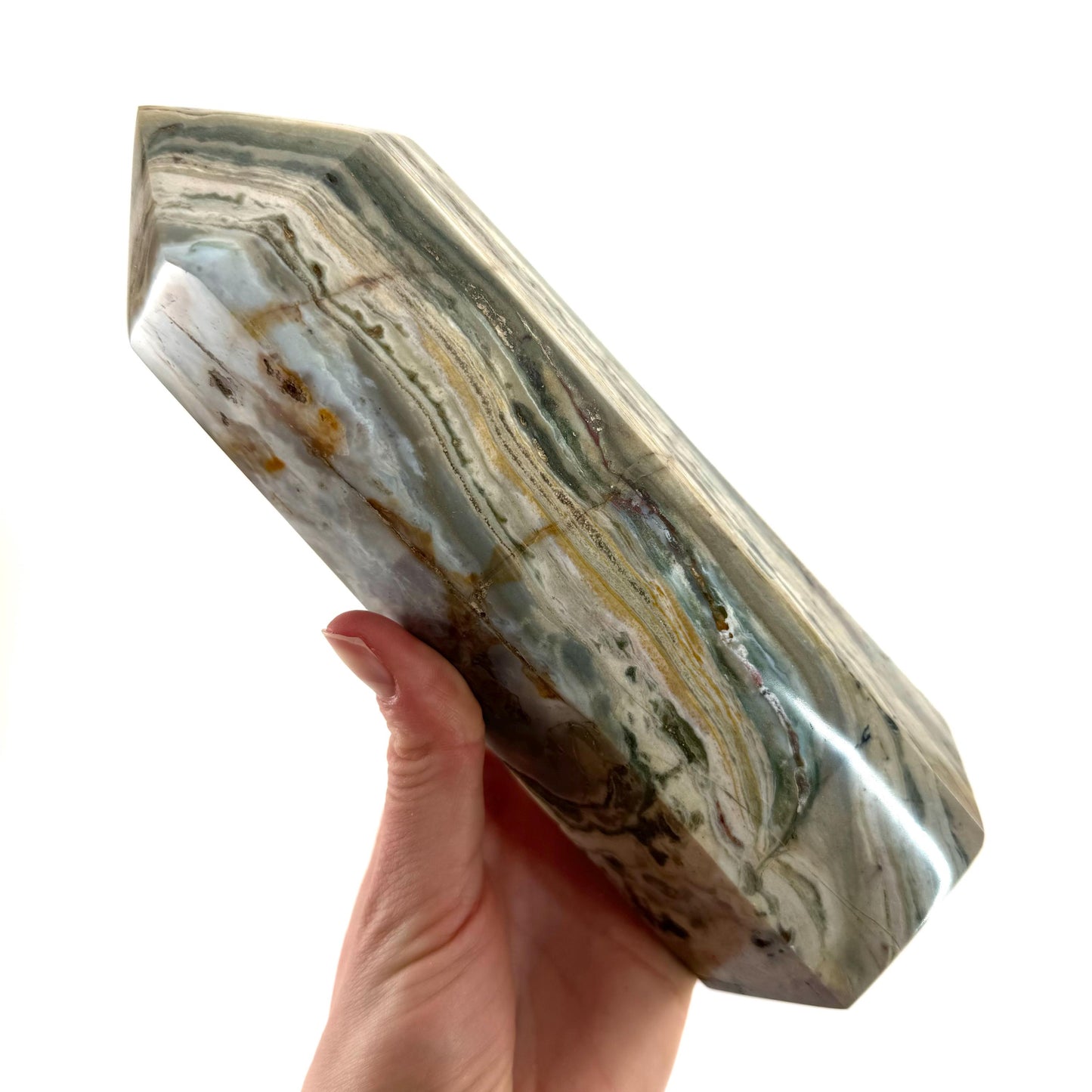 Ocean Jasper Point, orbicular jasper point, crystal point, ocean jasper crystal, orbicular jasper