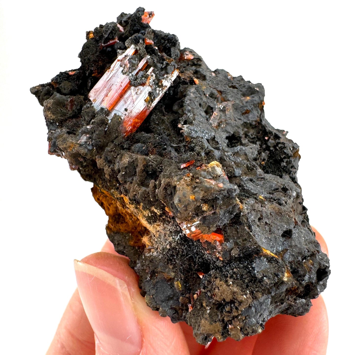 Crocoite Specimen (Australia), raw crocoite, crocoite crystal, orange crocoite, mineral specimen, rare minerals