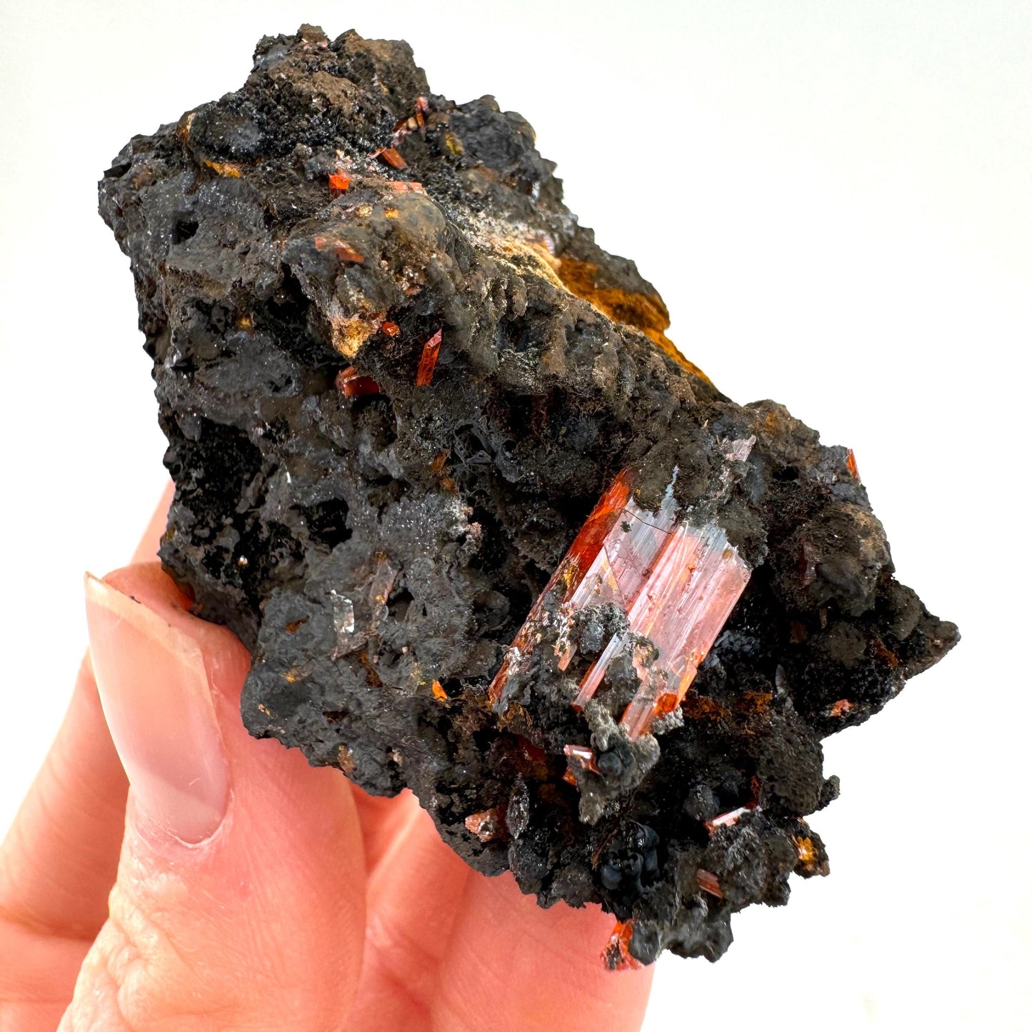 Crocoite Specimen (Australia), raw crocoite, crocoite crystal, orange crocoite, mineral specimen, rare minerals