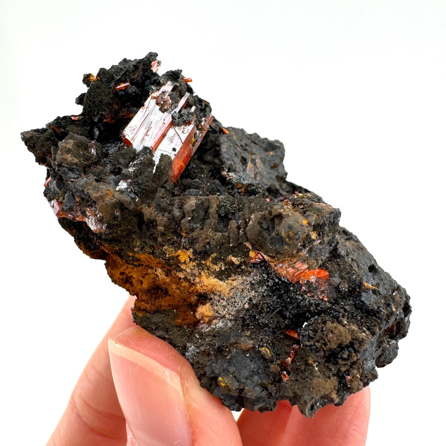 Crocoite Specimen (Australia), raw crocoite, crocoite crystal, orange crocoite, mineral specimen, rare minerals