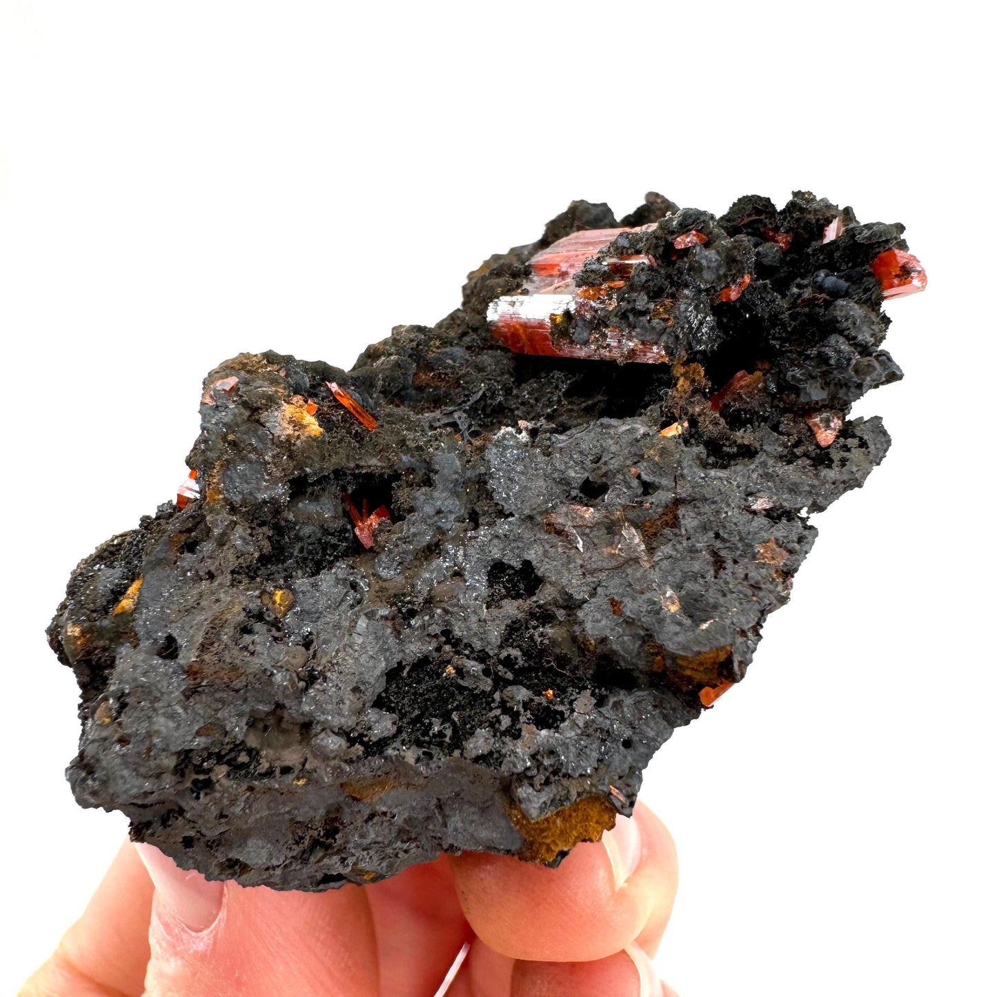 Crocoite Specimen (Australia), raw crocoite, crocoite crystal, orange crocoite, mineral specimen, rare minerals