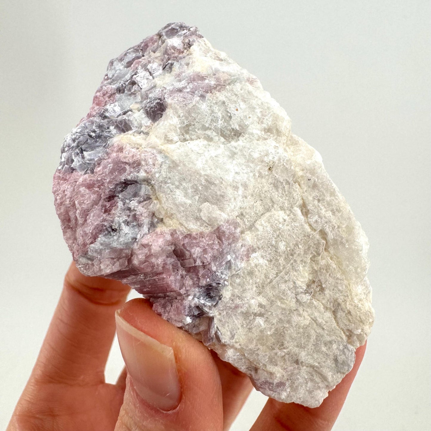 Pink Tourmaline with Lepidolite in Quartz (Namibia), raw tourmaline, rubellite, pink tourmaline, raw lepidolite