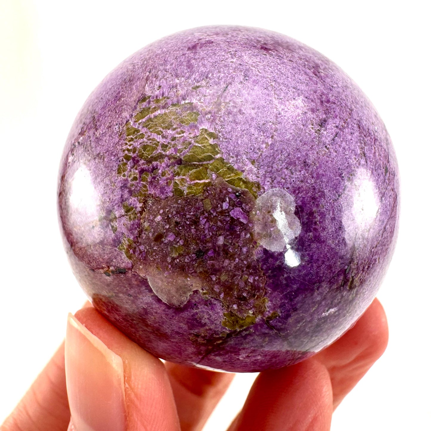 Stichtite Sphere, purple stichtite, polished Stichtite, mineral specimen, stichtite with serpentine, atlantisite