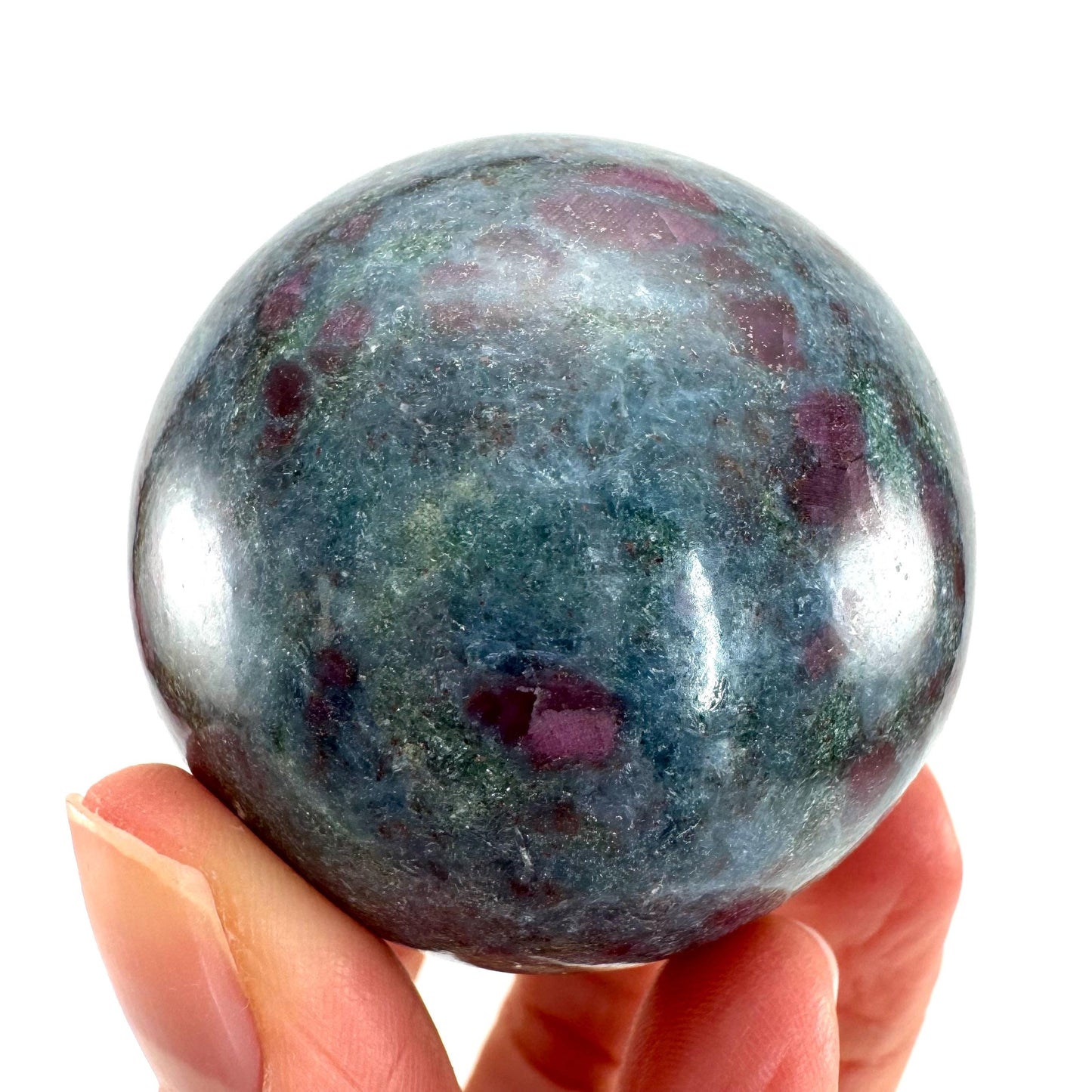 Ruby in Kyanite Sphere (UV Reactive) | Ruby Kyanite crystal ball, polished Kyanite, crystal ball, crystal sphere