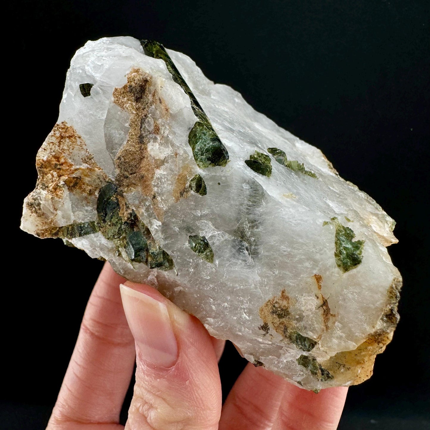 Green Tourmaline in Quartz (Namibia) | raw tourmaline, green tourmaline