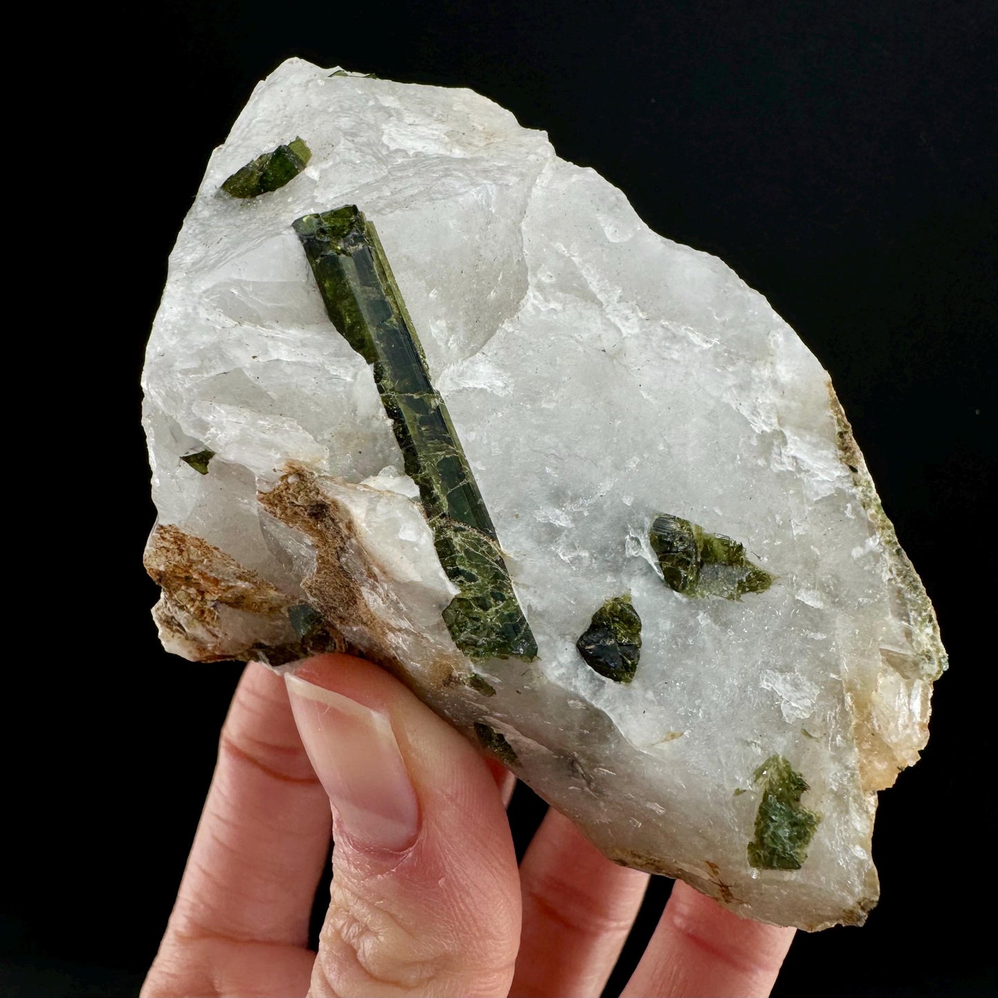Green Tourmaline in Quartz (Namibia) | raw tourmaline, green tourmaline