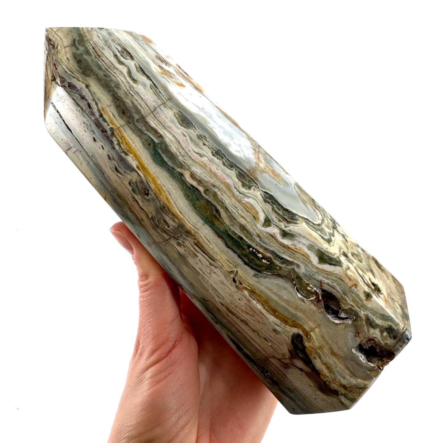 Ocean Jasper Point, orbicular jasper point, crystal point, ocean jasper crystal, orbicular jasper