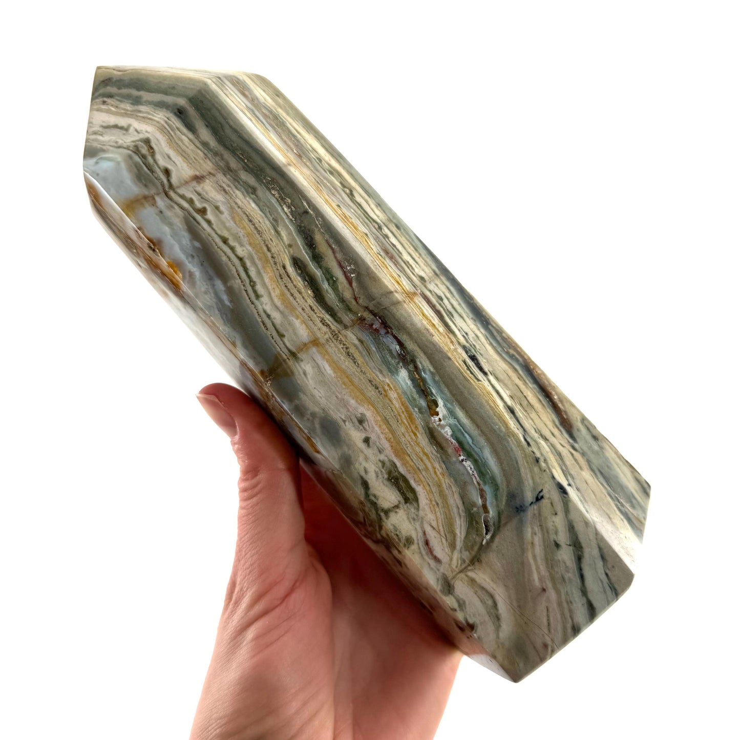 Ocean Jasper Point, orbicular jasper point, crystal point, ocean jasper crystal, orbicular jasper