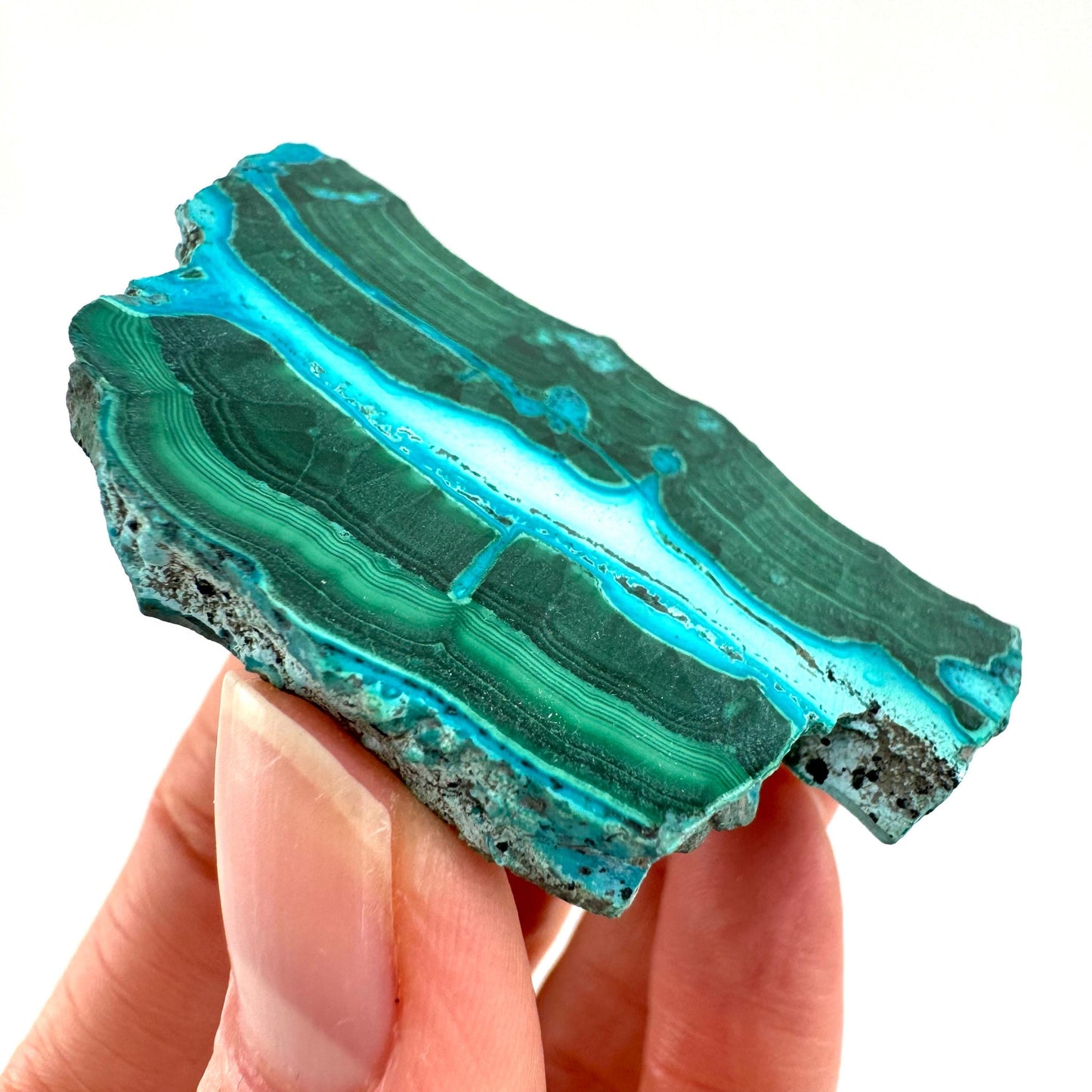 Malachite & Chrysocolla Slice (Congo), natural malachite, malachite slice, malachite slab, malacolla slice, polished malachite