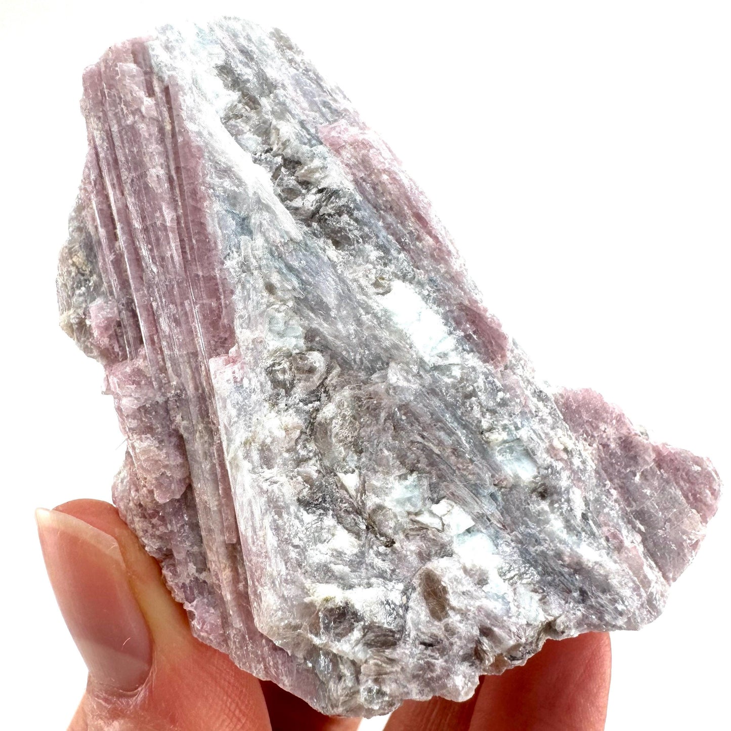 Pink Tourmaline with Lepidolite in Quartz (Namibia), raw tourmaline, rubellite, pink tourmaline, raw lepidolite