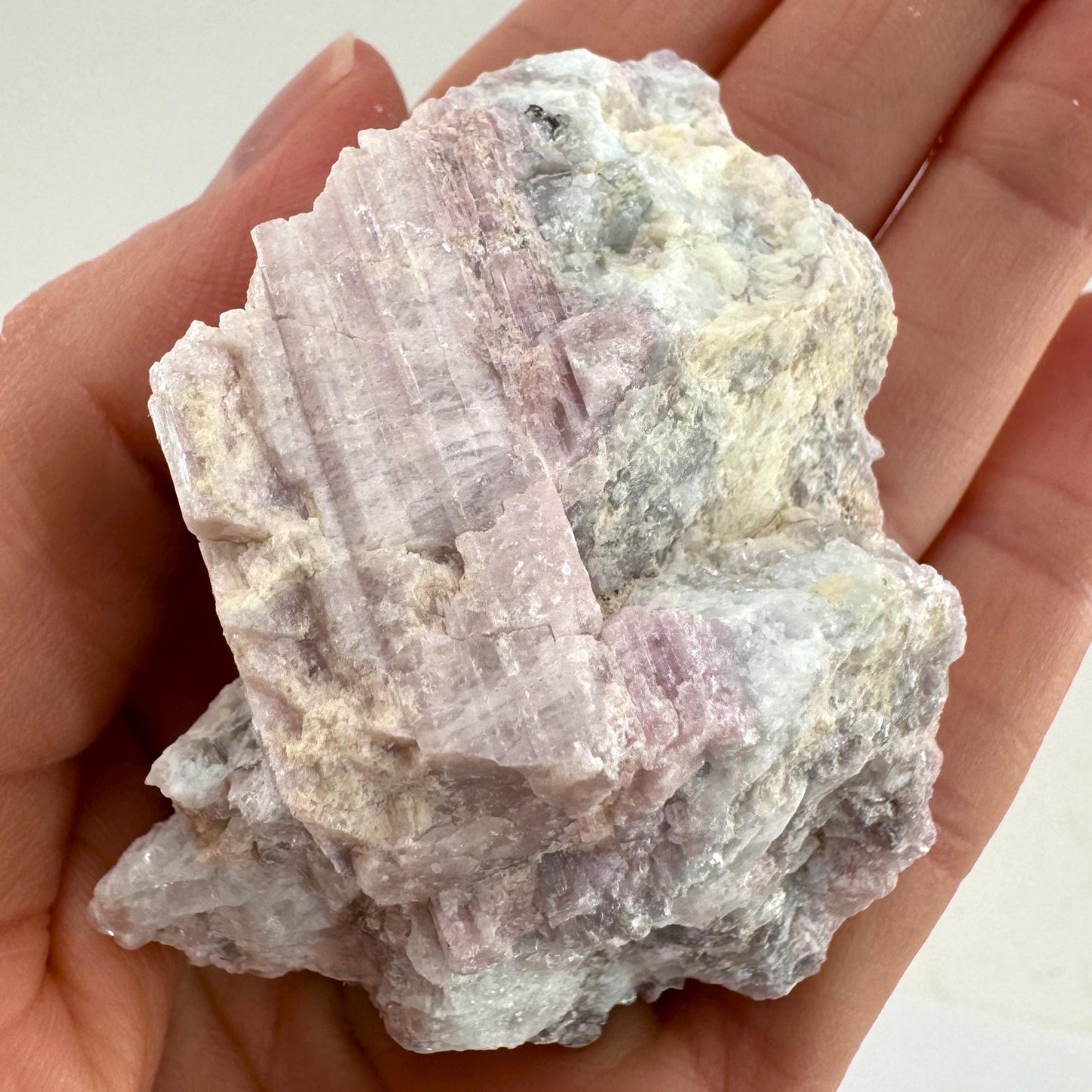 Pink Tourmaline with Lepidolite in Quartz (Namibia), raw tourmaline, rubellite, pink tourmaline, raw lepidolite