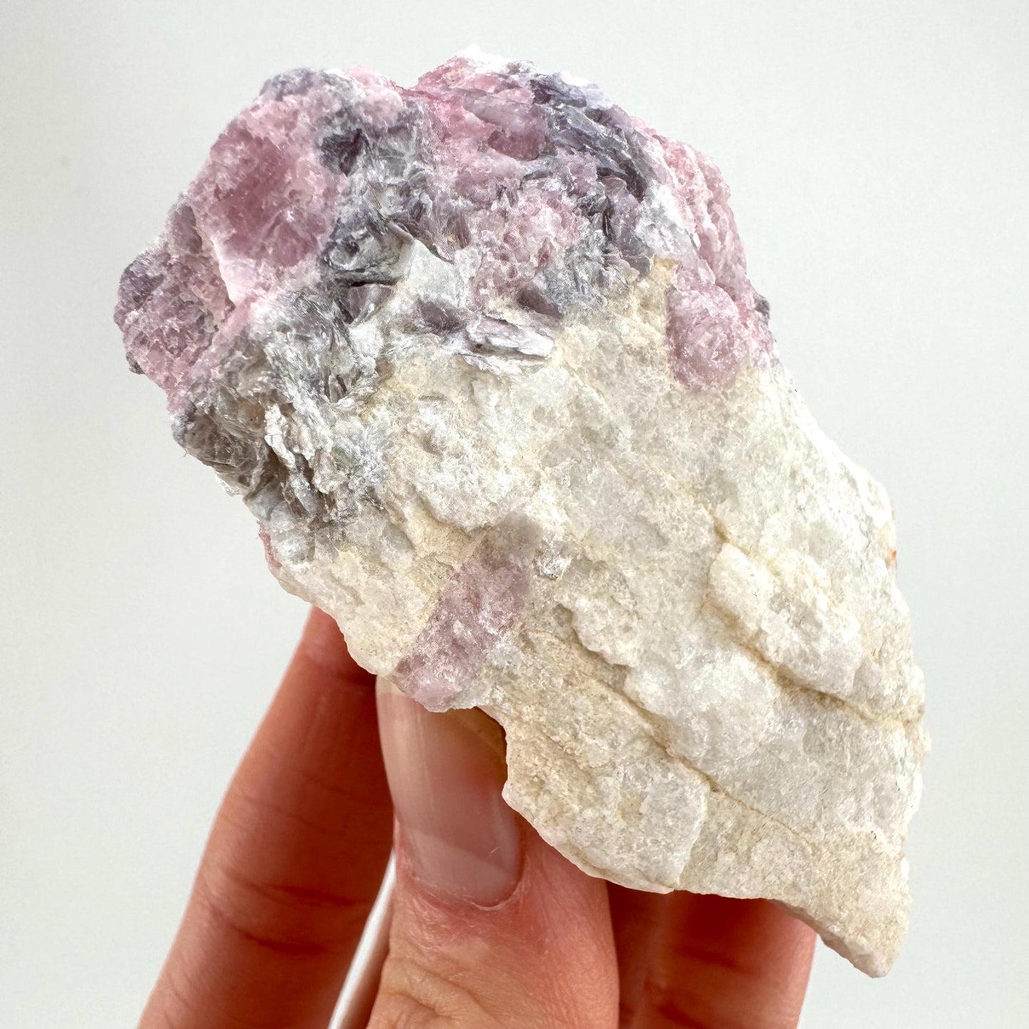 Pink Tourmaline with Lepidolite in Quartz (Namibia), raw tourmaline, rubellite, pink tourmaline, raw lepidolite
