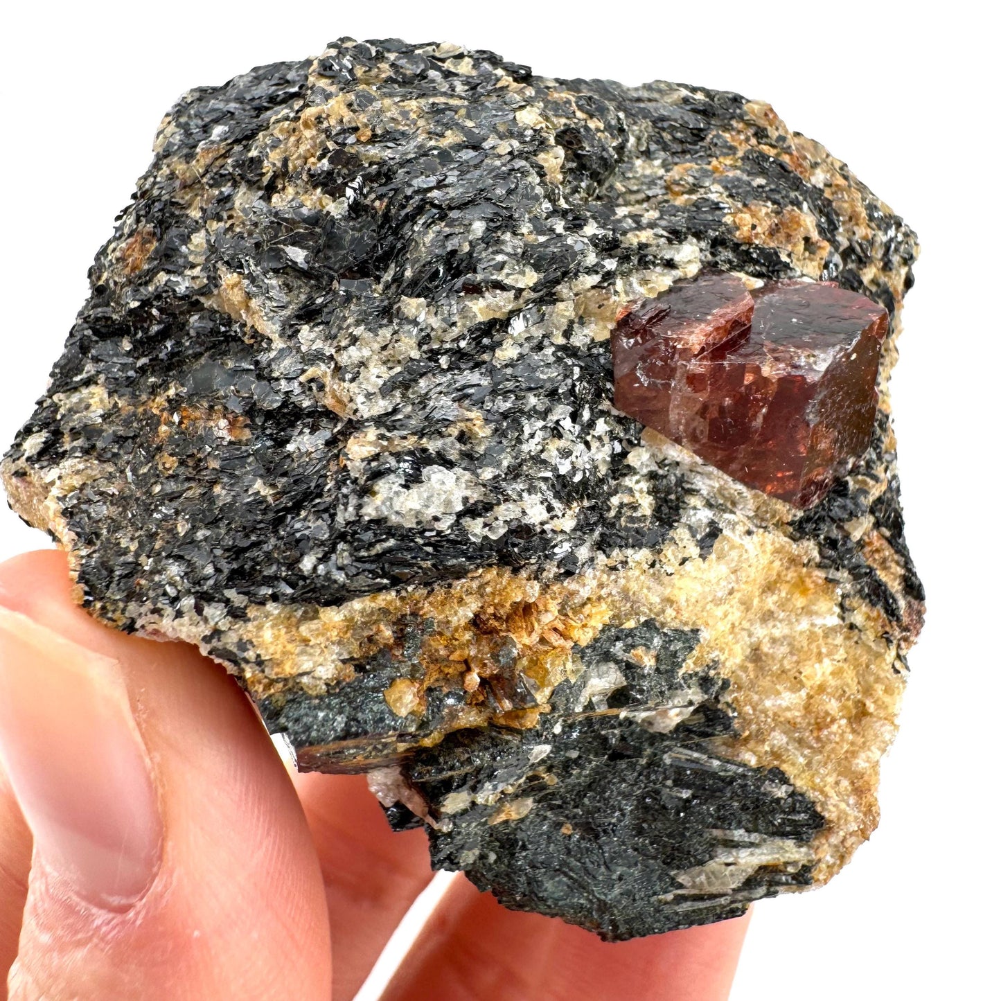 Red Zircon on Matrix (Pakistan) | natural red zircon, raw zircon, zircon crystal, mineral specimen