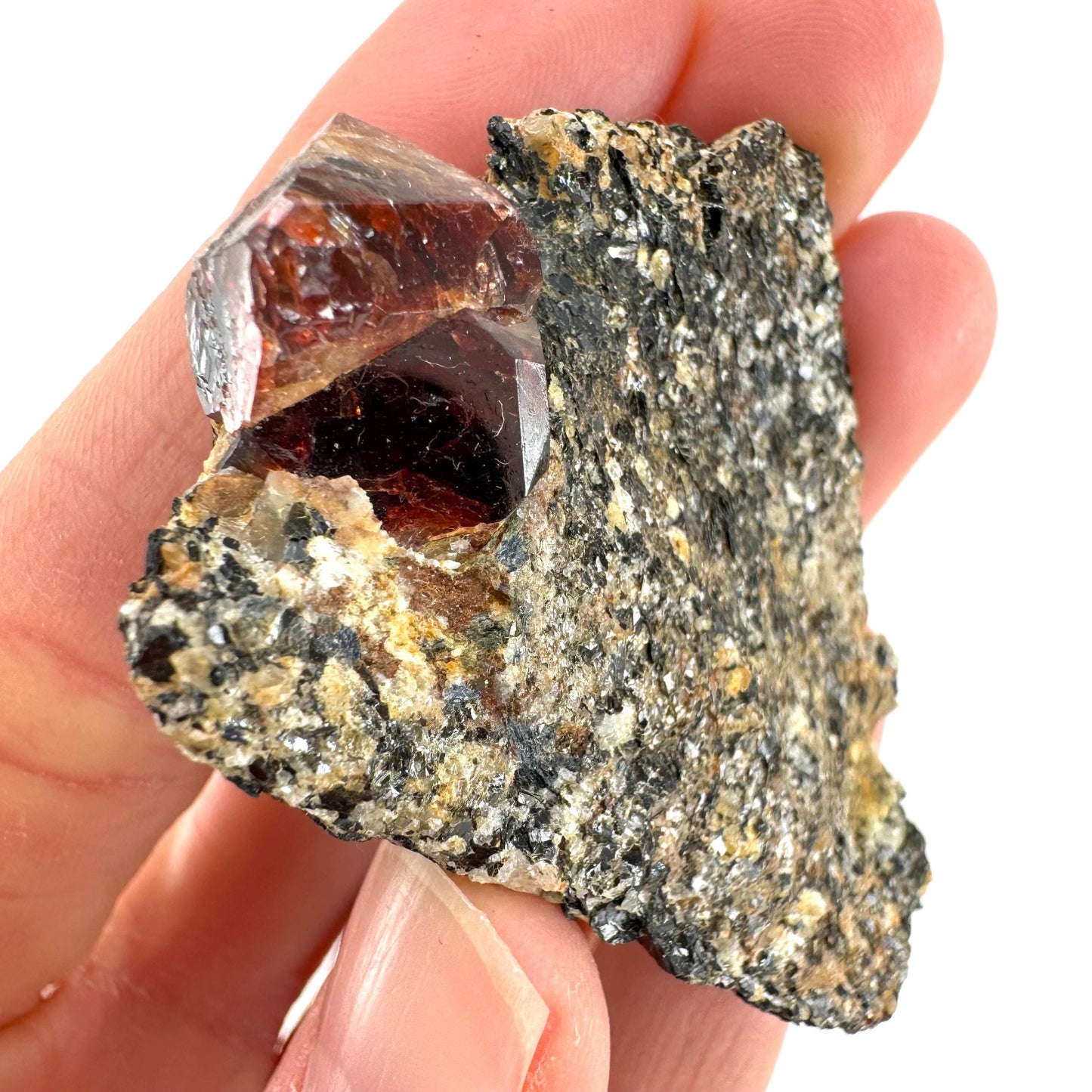 Red Zircon on Matrix (Pakistan) | natural red zircon, raw zircon, zircon crystal, mineral specimen