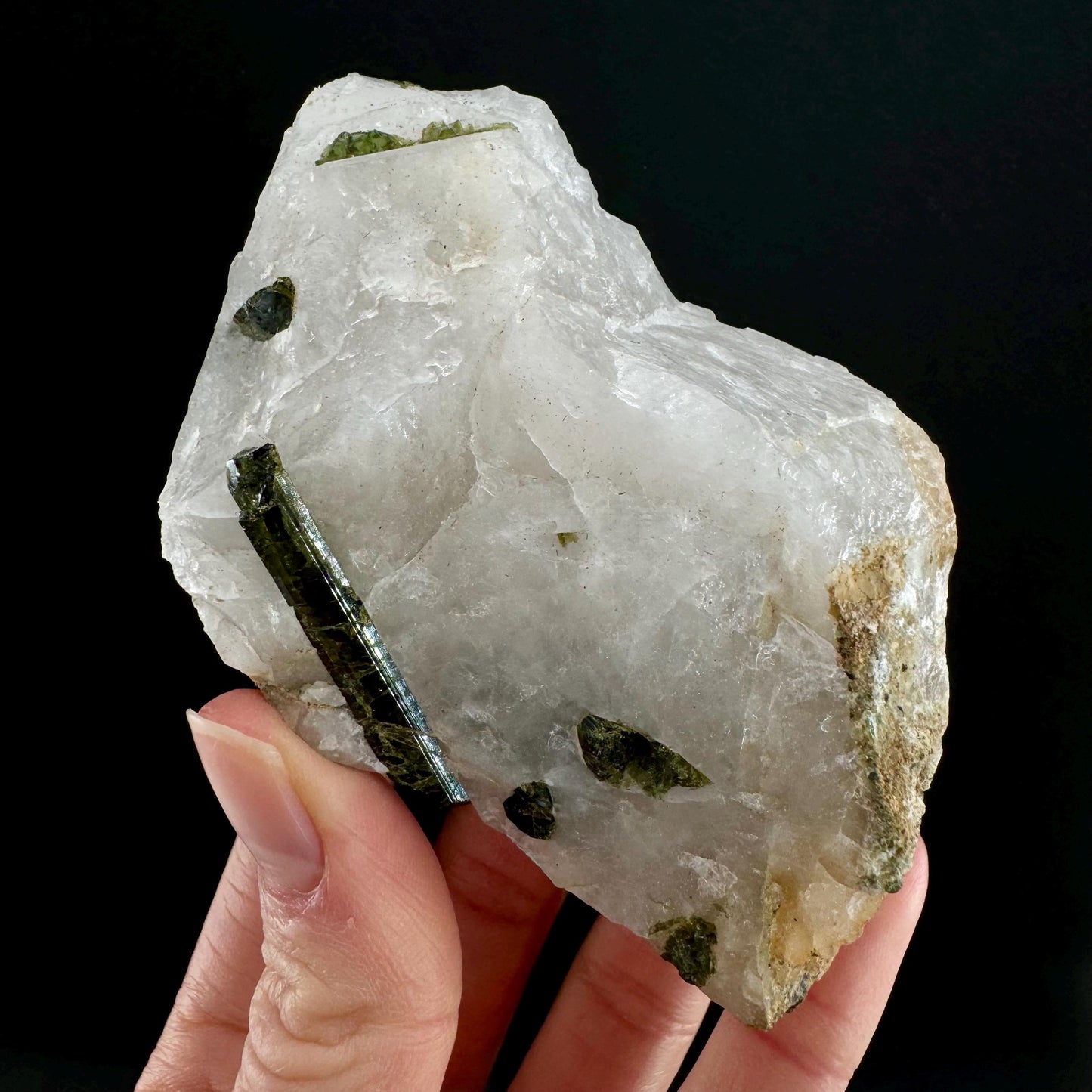 Green Tourmaline in Quartz (Namibia) | raw tourmaline, green tourmaline