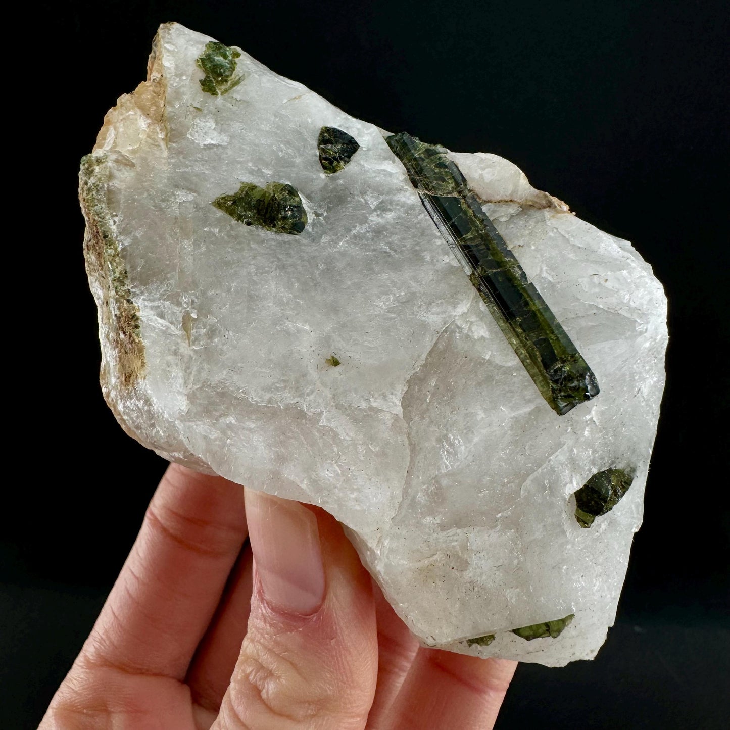 Green Tourmaline in Quartz (Namibia) | raw tourmaline, green tourmaline
