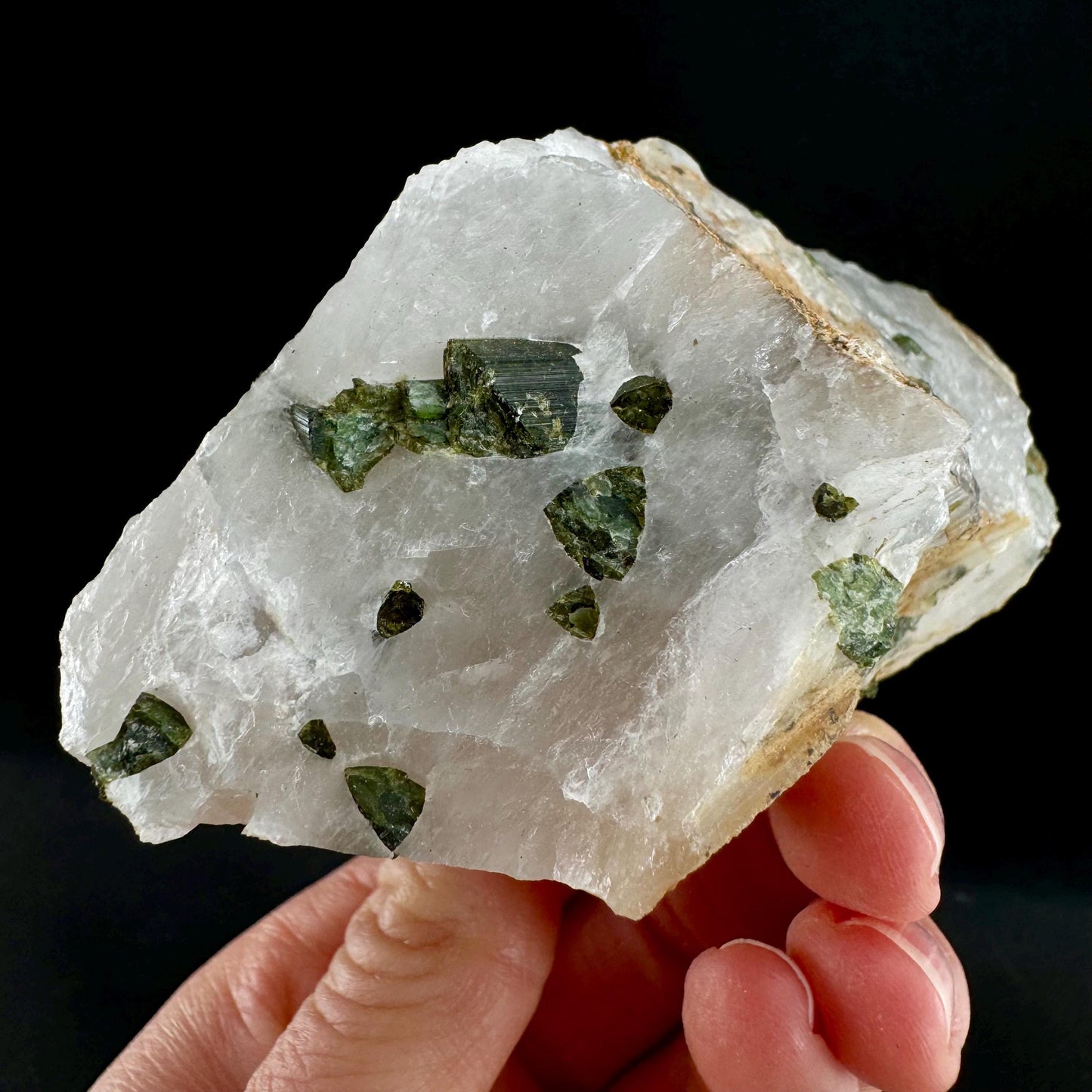 Green Tourmaline in Quartz (Namibia) | raw tourmaline, green tourmaline
