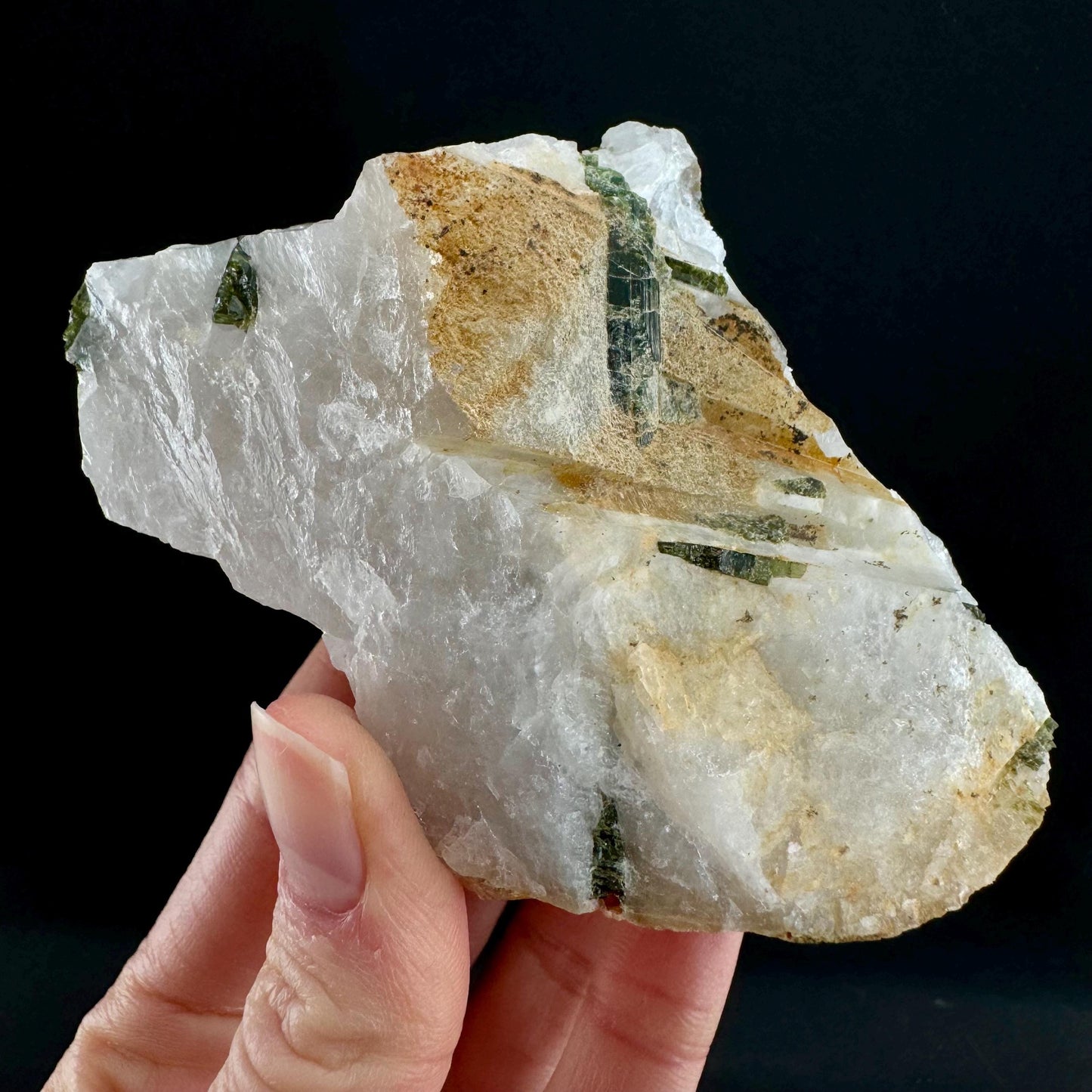 Green Tourmaline in Quartz (Namibia) | raw tourmaline, green tourmaline
