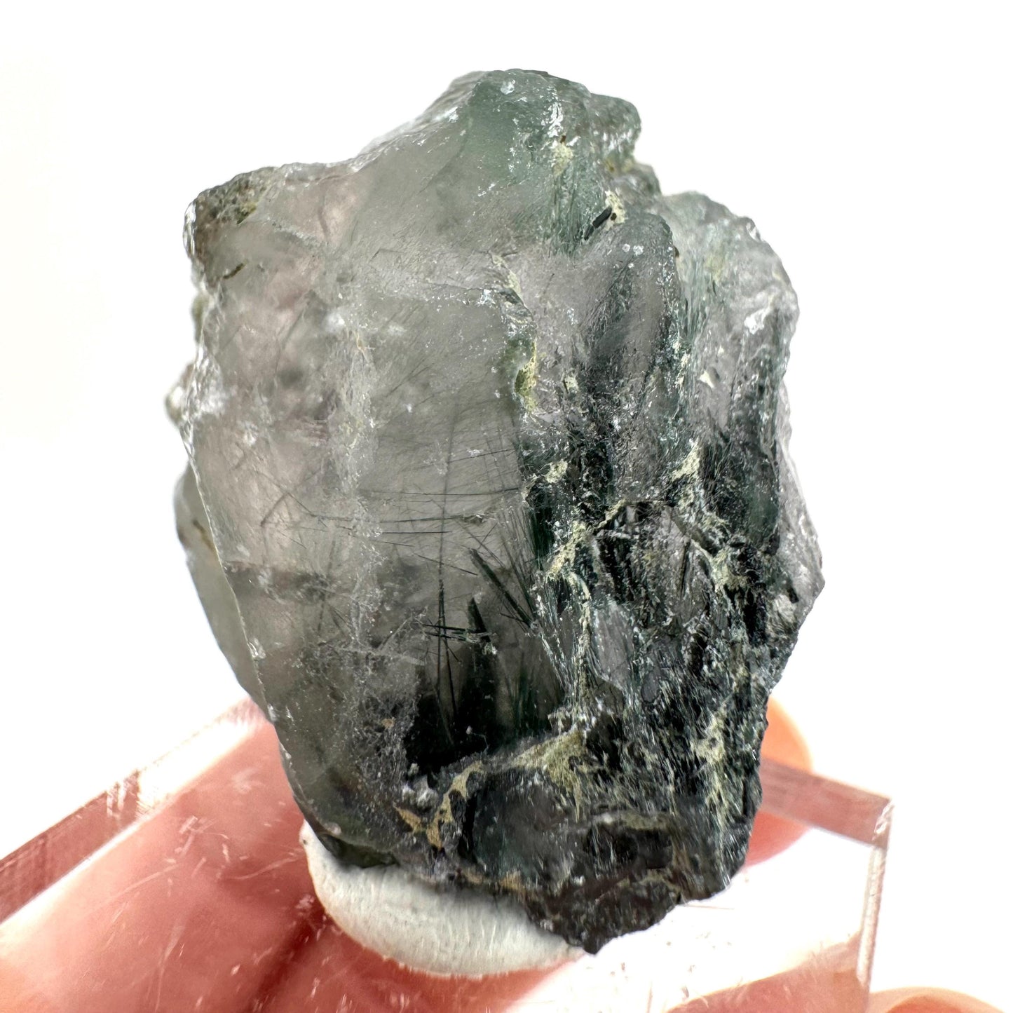 Fluorapatite with Actinolite Inclusions (Pakistan) | terminated apatite crystal, mineral specimen, rare crystals