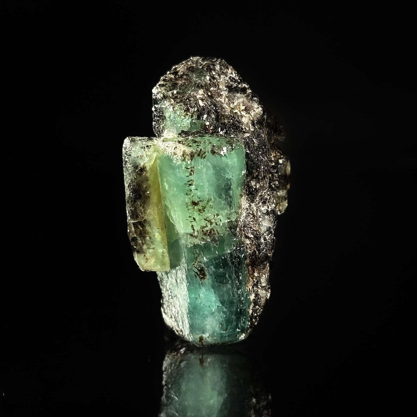 Beryl var. Emerald w/ Mica (Pakistan) | natural emerald crystal, mineral specimen