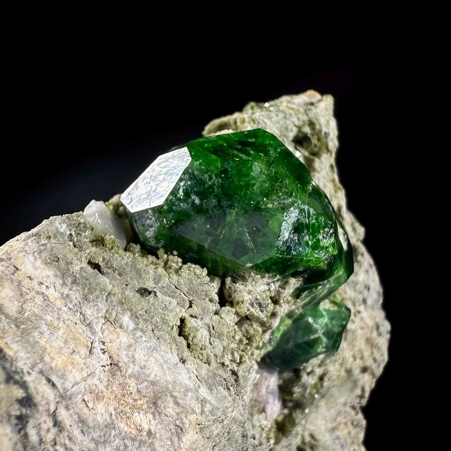 Demantoid Garnet on Matrix (BeIqeys Mountain) | green demantoid garnet crystal, rare mineral specimen
