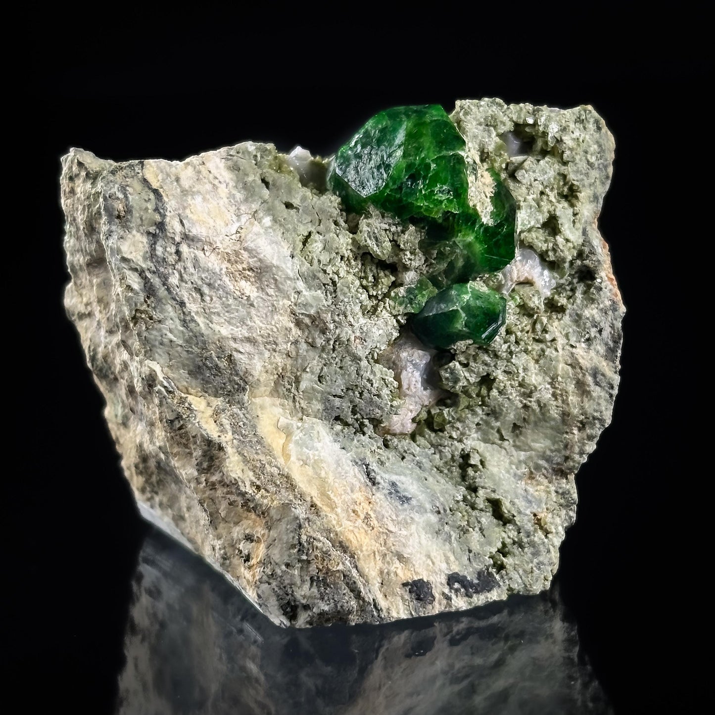 Demantoid Garnet on Matrix (BeIqeys Mountain) | green demantoid garnet crystal, rare mineral specimen