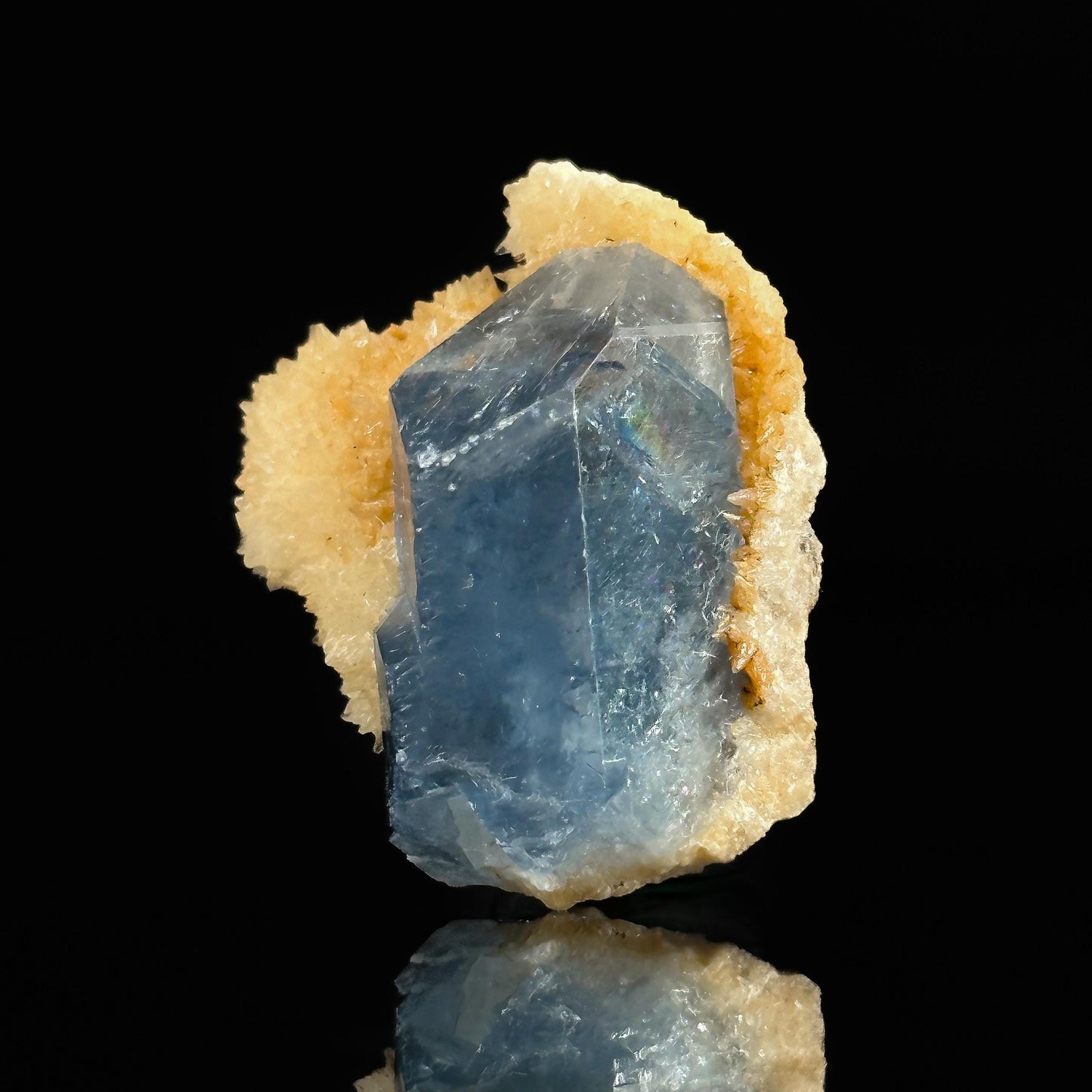 Celestite on Calcite (Afghanistan) | natural blue celestite crystal, mineral specimen
