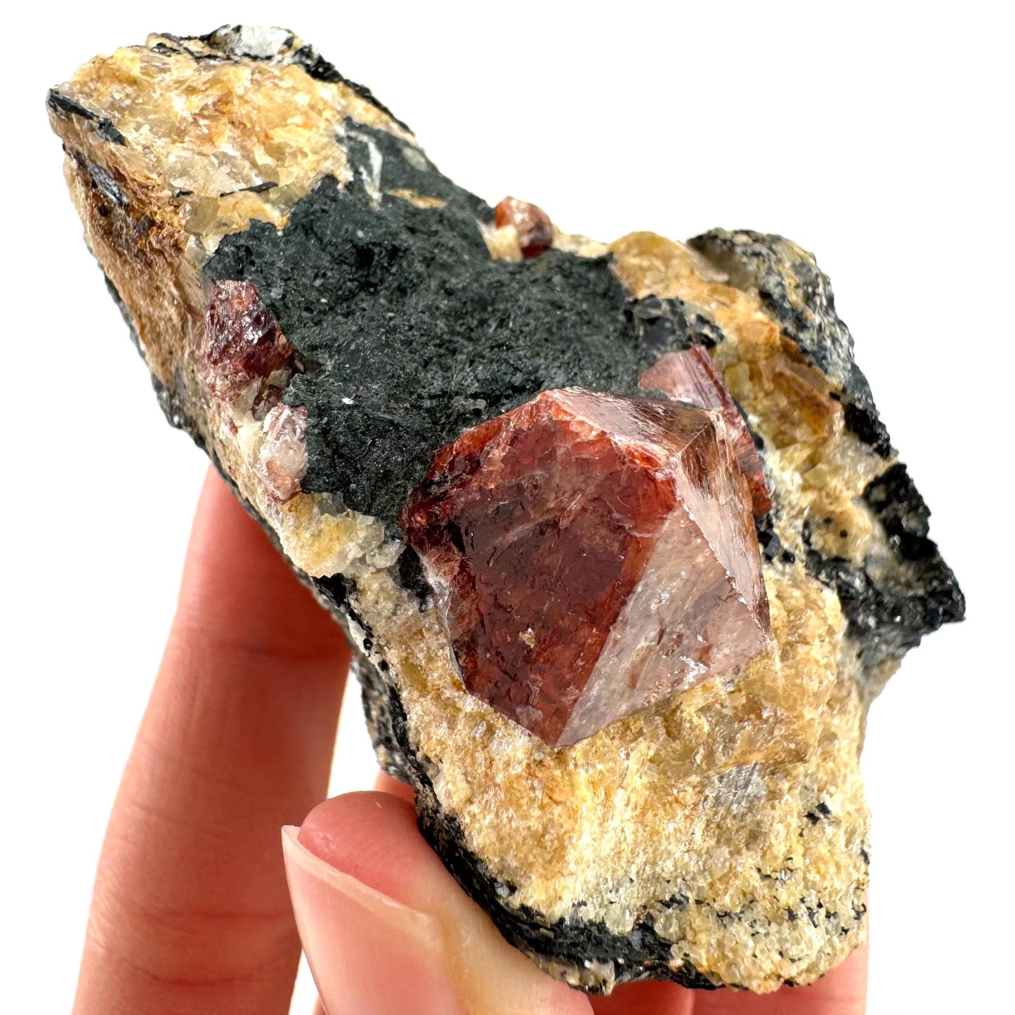 Red Zircon on Matrix (Pakistan) | natural red zircon, raw zircon, zircon crystal, mineral specimen
