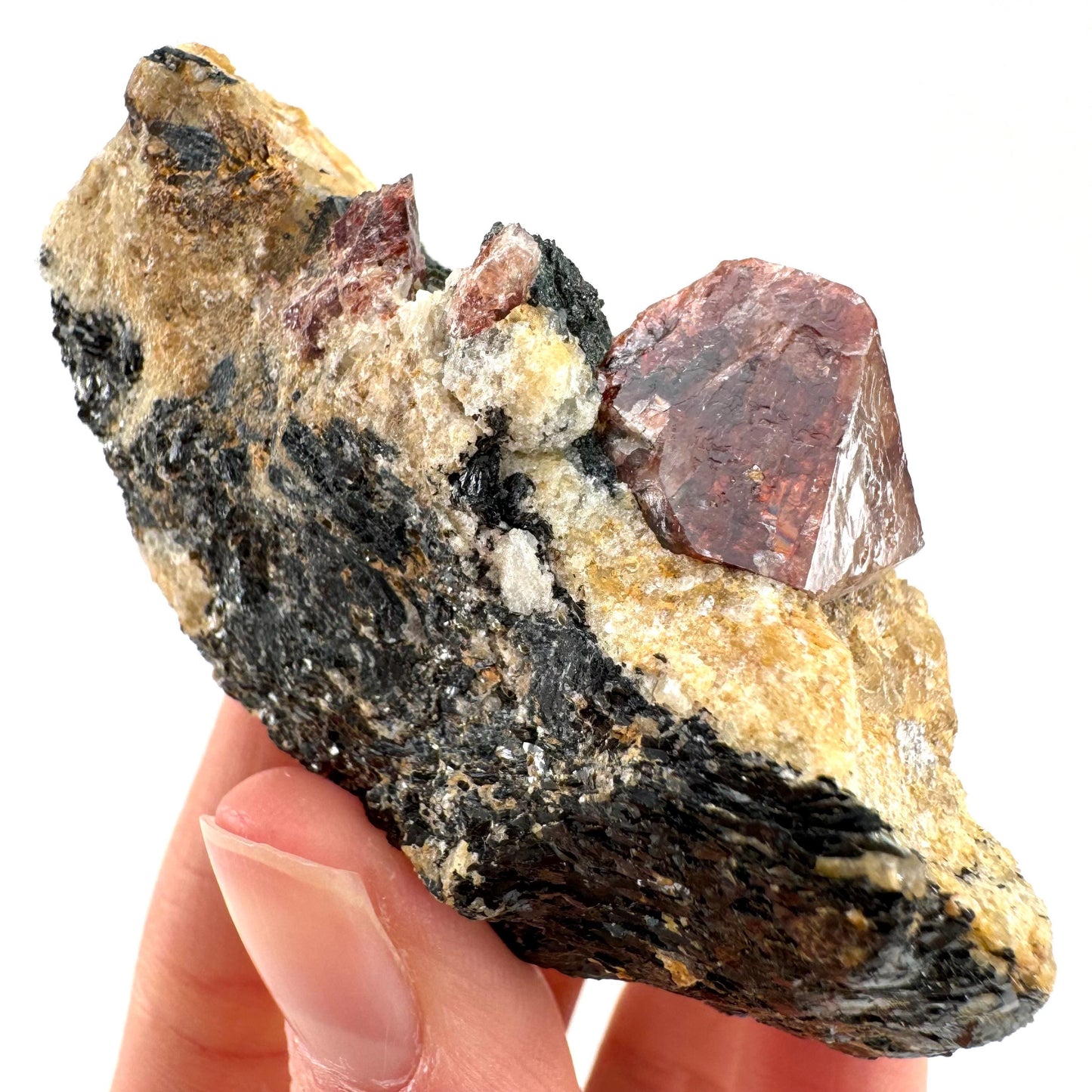 Red Zircon on Matrix (Pakistan) | natural red zircon, raw zircon, zircon crystal, mineral specimen