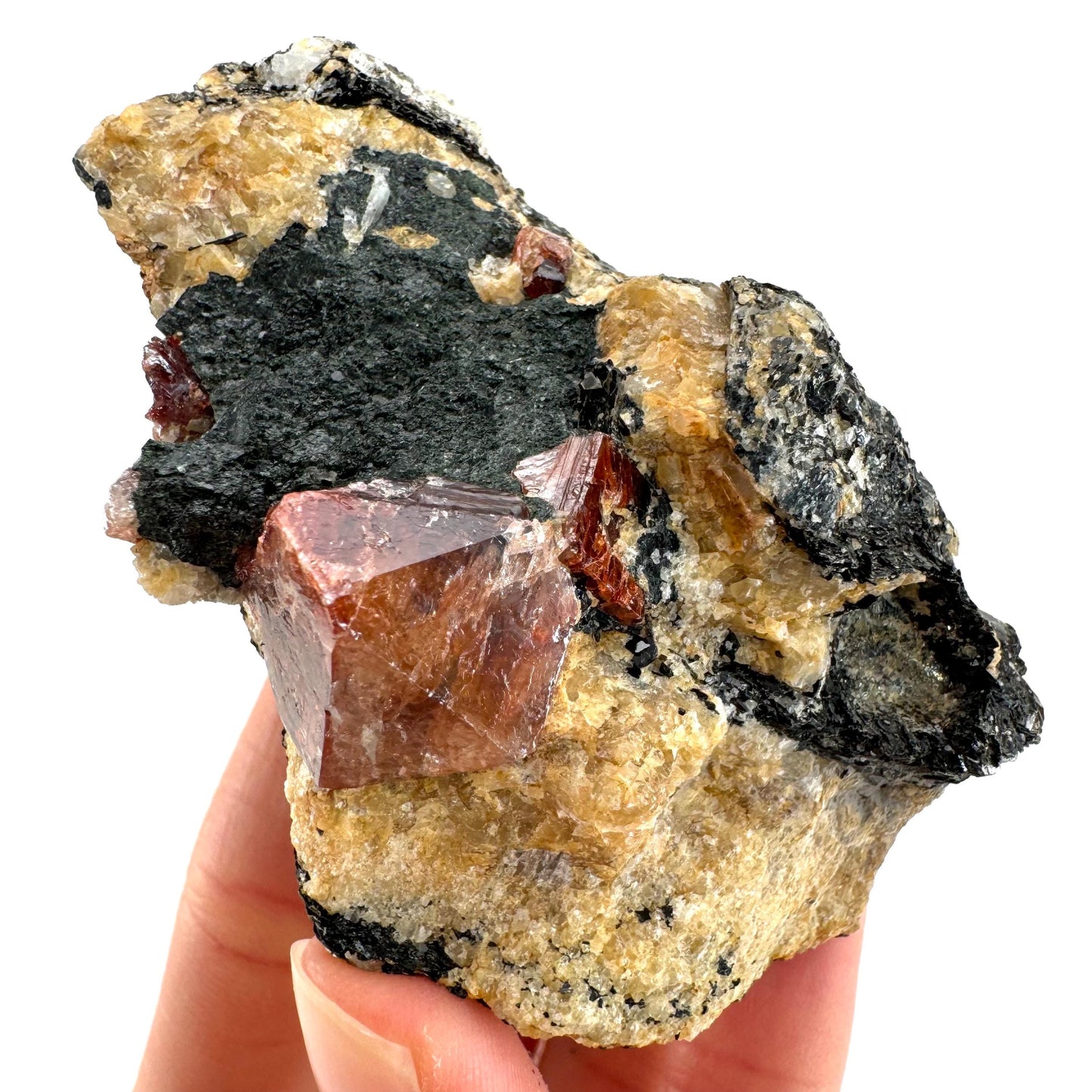 Red Zircon on Matrix (Pakistan) | natural red zircon, raw zircon, zircon crystal, mineral specimen