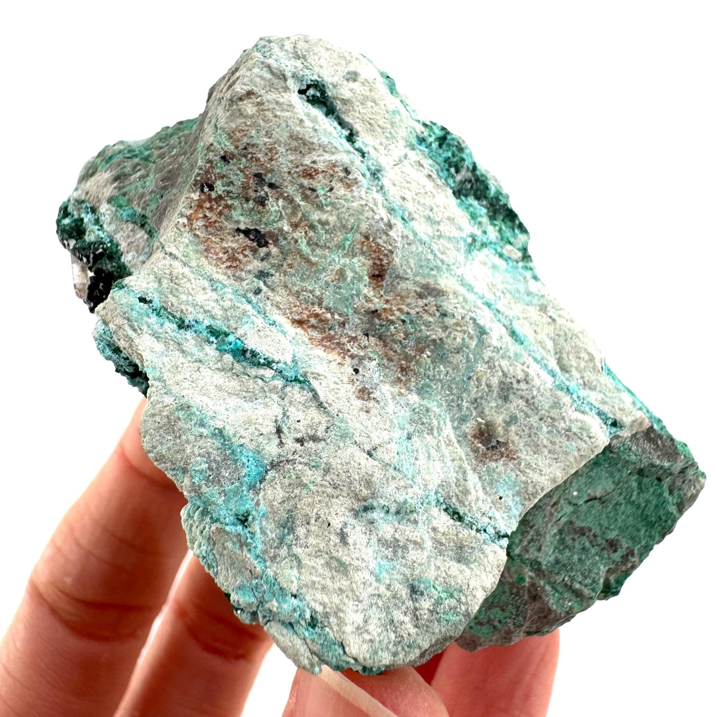 Chrysocolla w/ Malachite (DR Congo) | blue chrysocolla crystal, mineral specimen