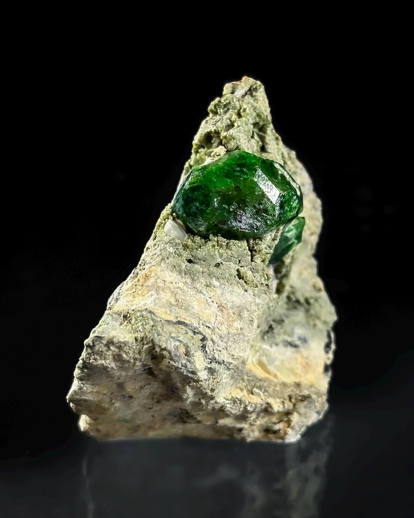 Demantoid Garnet on Matrix (BeIqeys Mountain) | green demantoid garnet crystal, rare mineral specimen