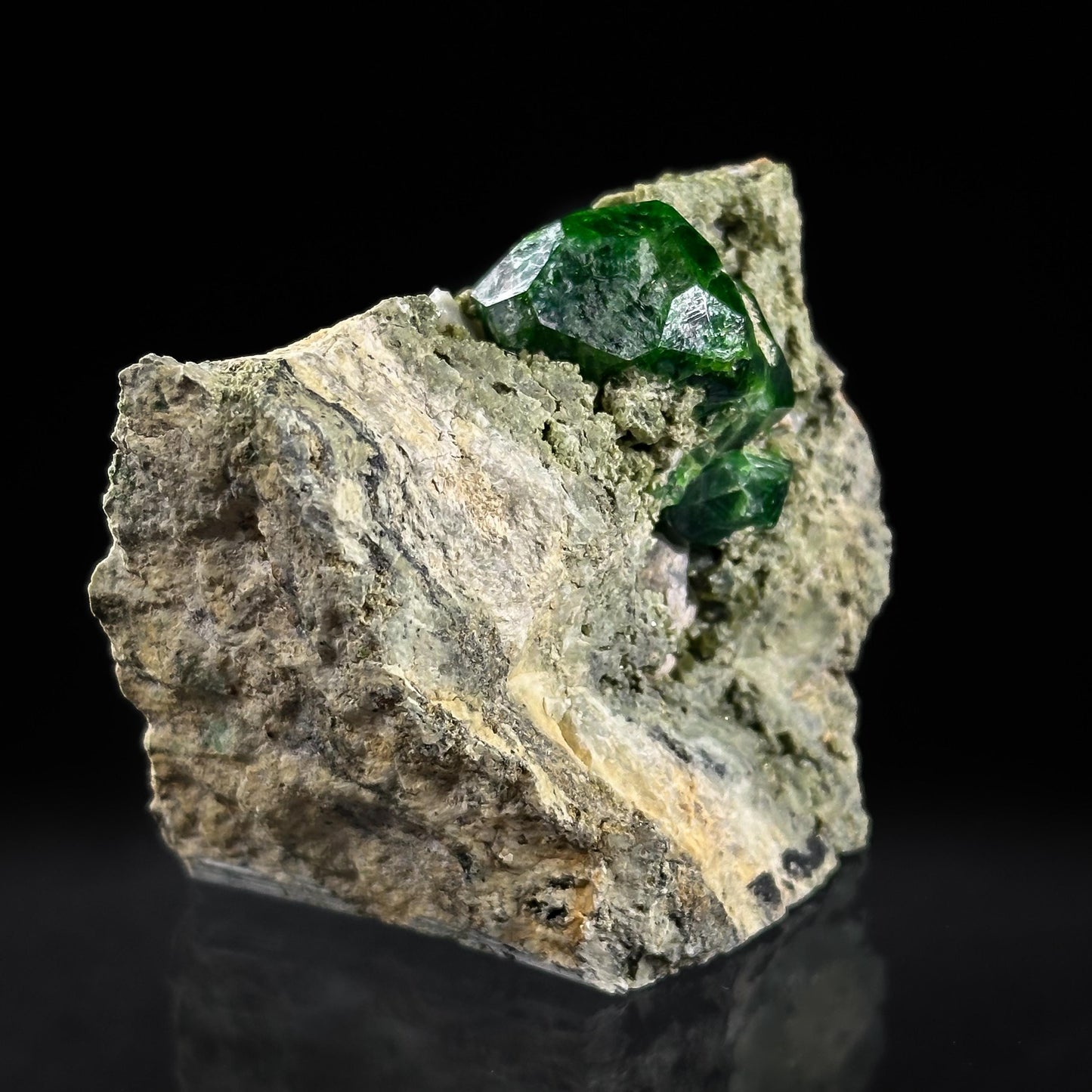 Demantoid Garnet on Matrix (BeIqeys Mountain) | green demantoid garnet crystal, rare mineral specimen