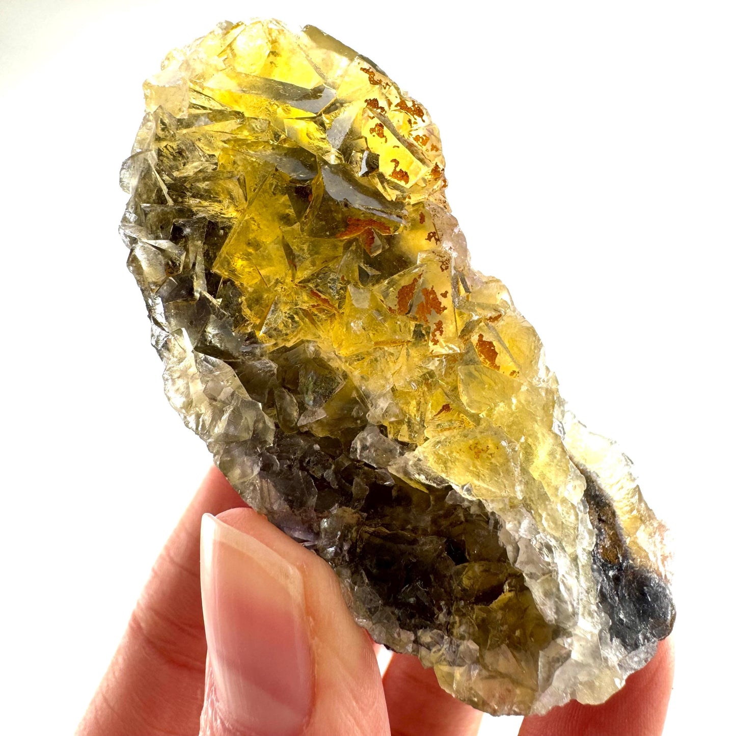 Okorusu Fluorite (Namibia) | “Honey Pocket” fluorite cluster, yellow fluorite crystal, mineral specimen