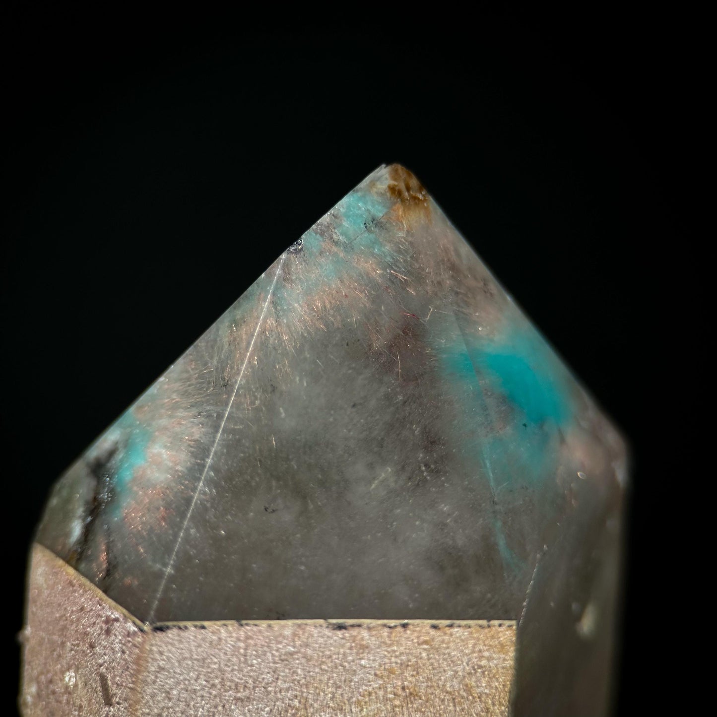 Ajoite & Copper Included Quartz (South Africa) | ajoite quartz crystal, rare minerals
