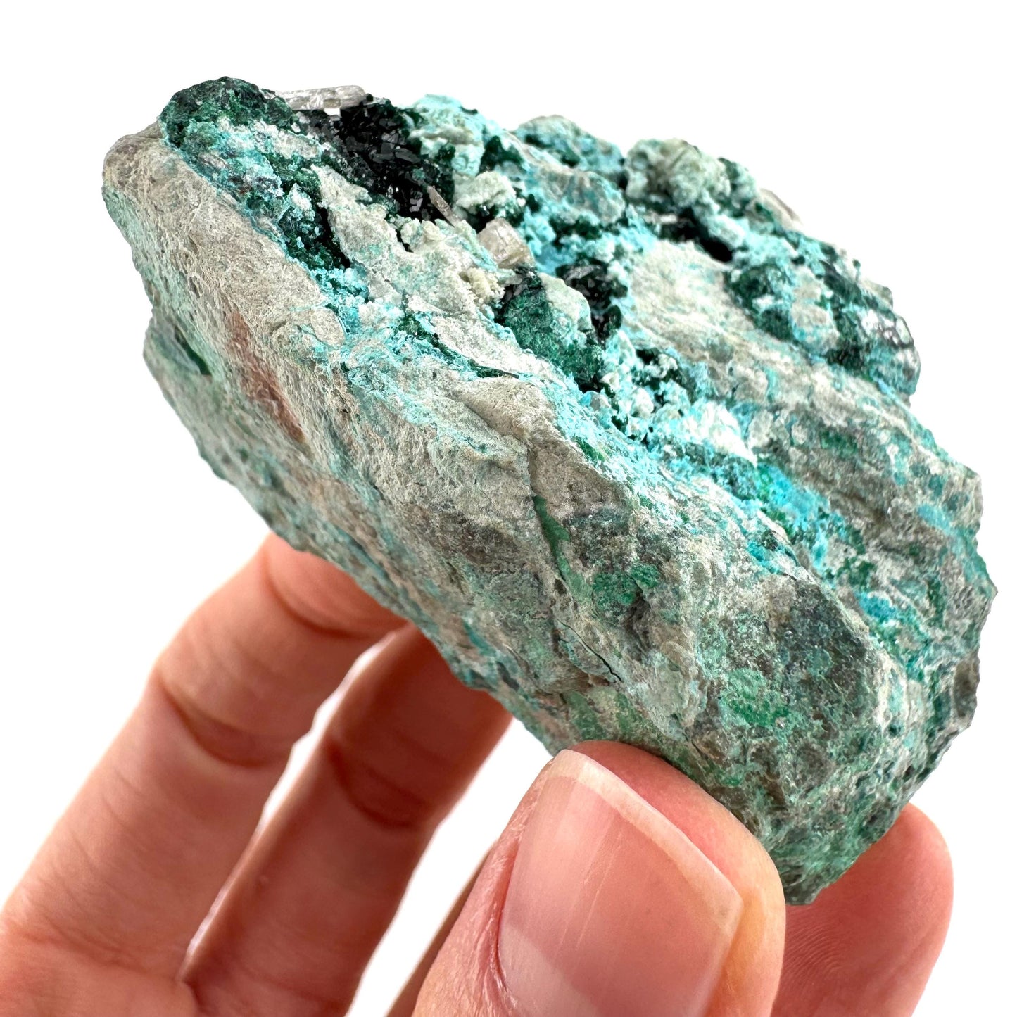 Chrysocolla w/ Malachite (DR Congo) | blue chrysocolla crystal, mineral specimen