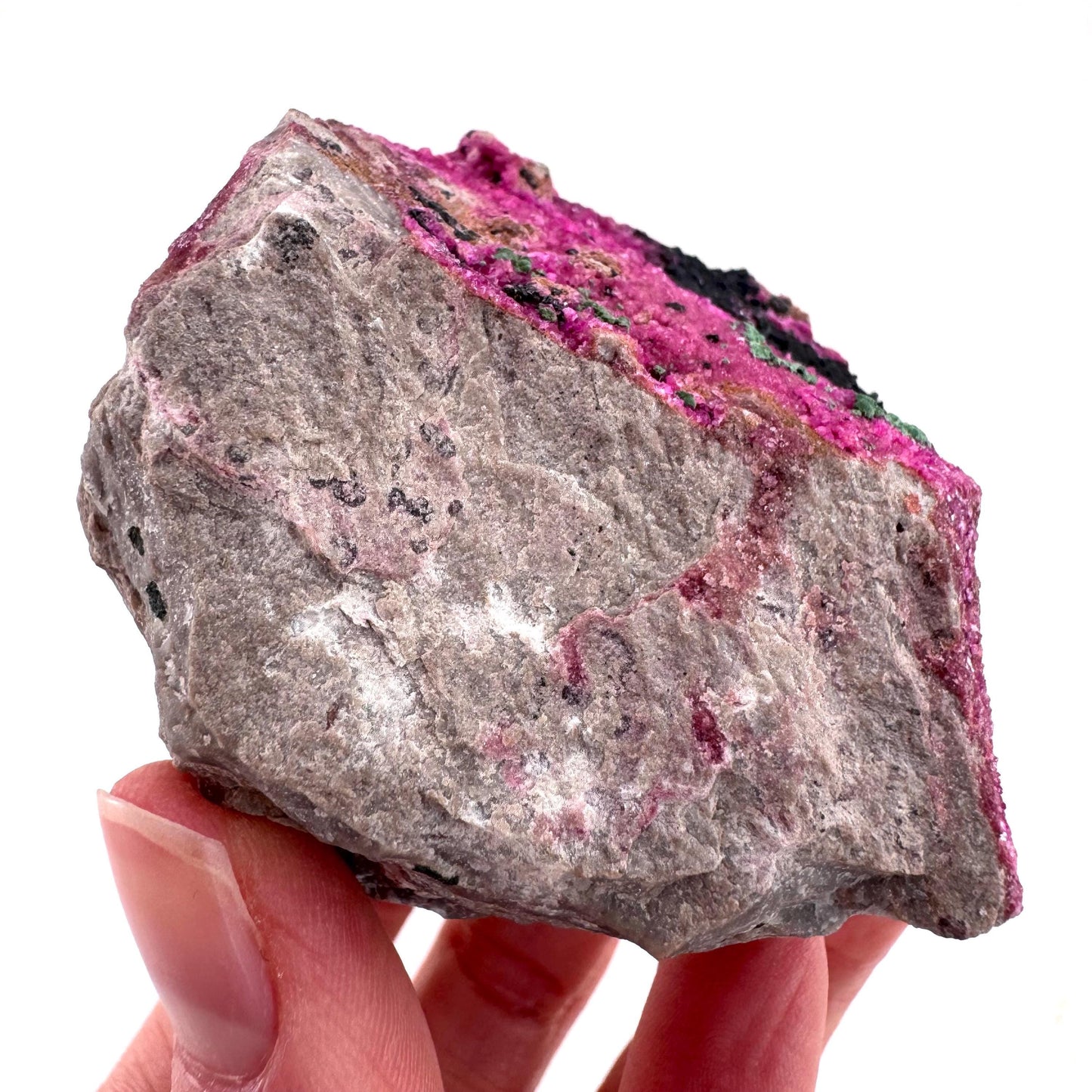 Cobaltoan Calcite w/ Malachite & Heterogenite (DR Congo) | cobalto calcite crystal, mineral specimen