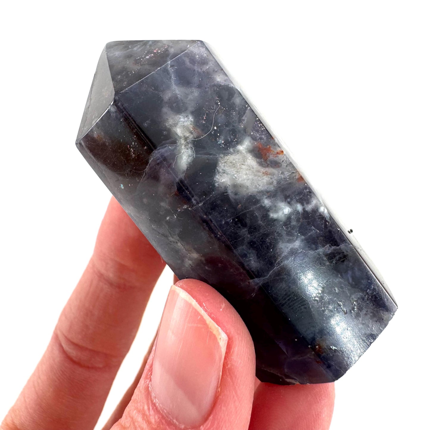 Iolite Point (India) | polished iolite crystal tower, cordierite point, crystal point