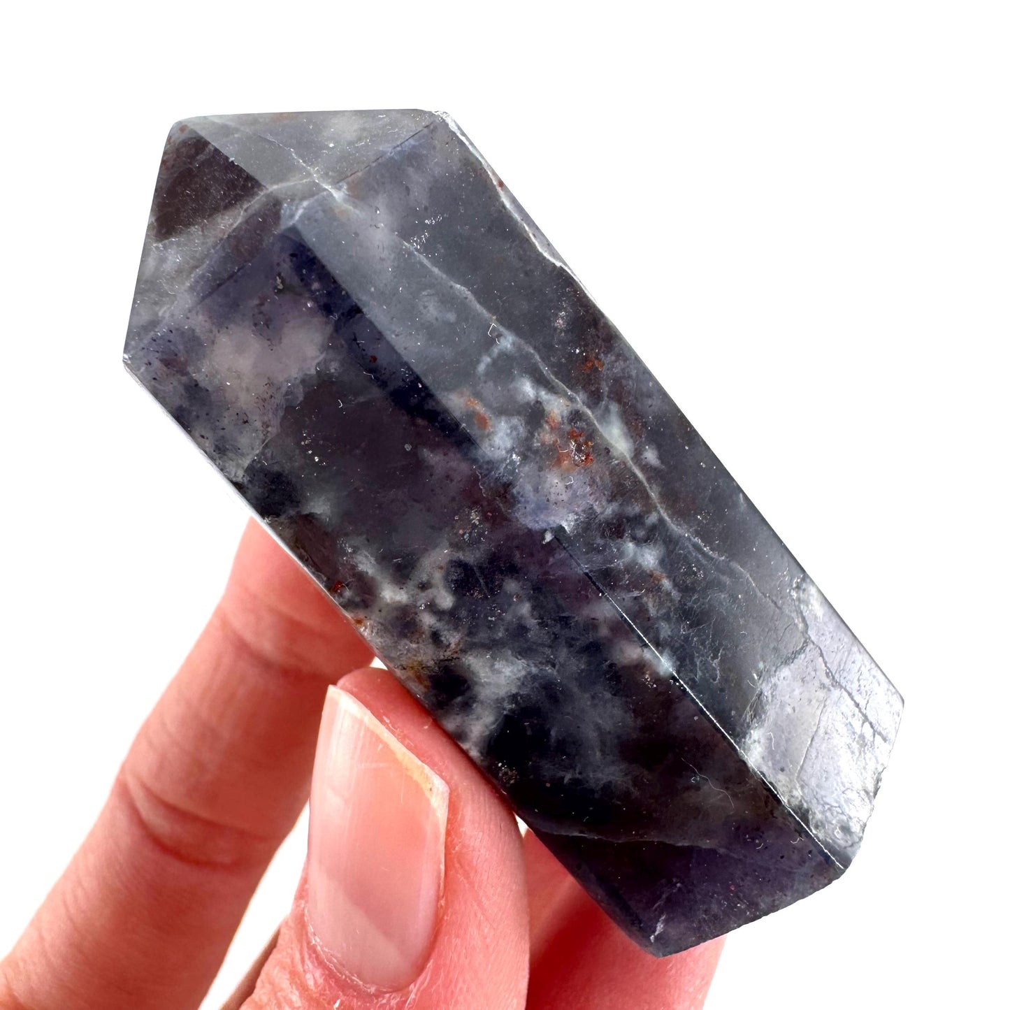 Iolite Point (India) | polished iolite crystal tower, cordierite point, crystal point
