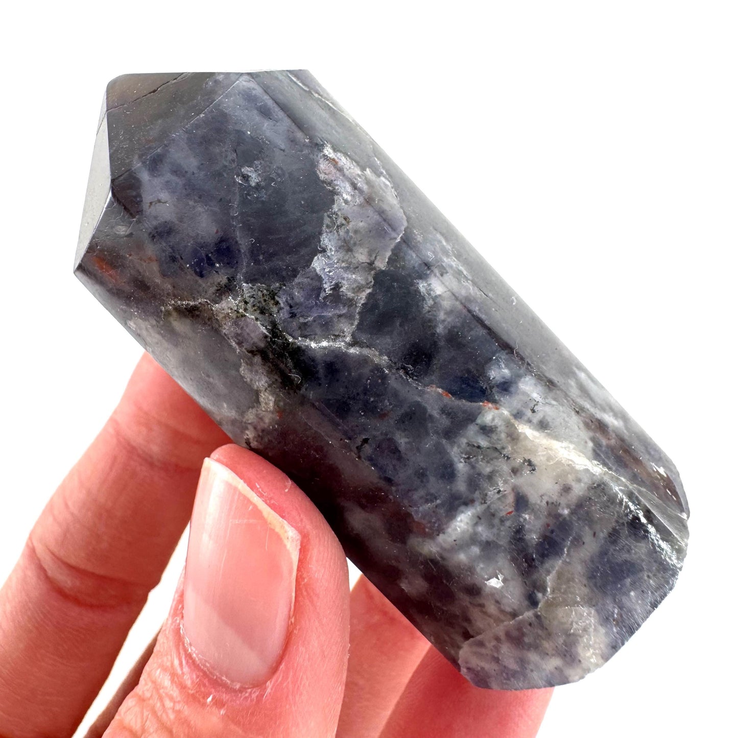 Iolite Point (India) | polished iolite crystal tower, cordierite point, crystal point
