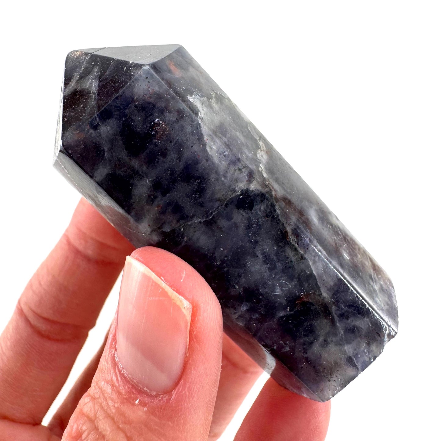 Iolite Point (India) | polished iolite crystal tower, cordierite point, crystal point
