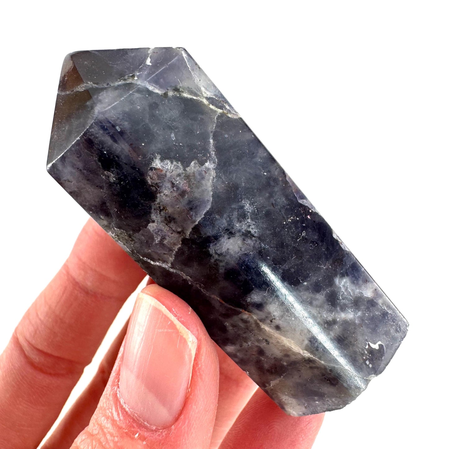Iolite Point (India) | polished iolite crystal tower, cordierite point, crystal point