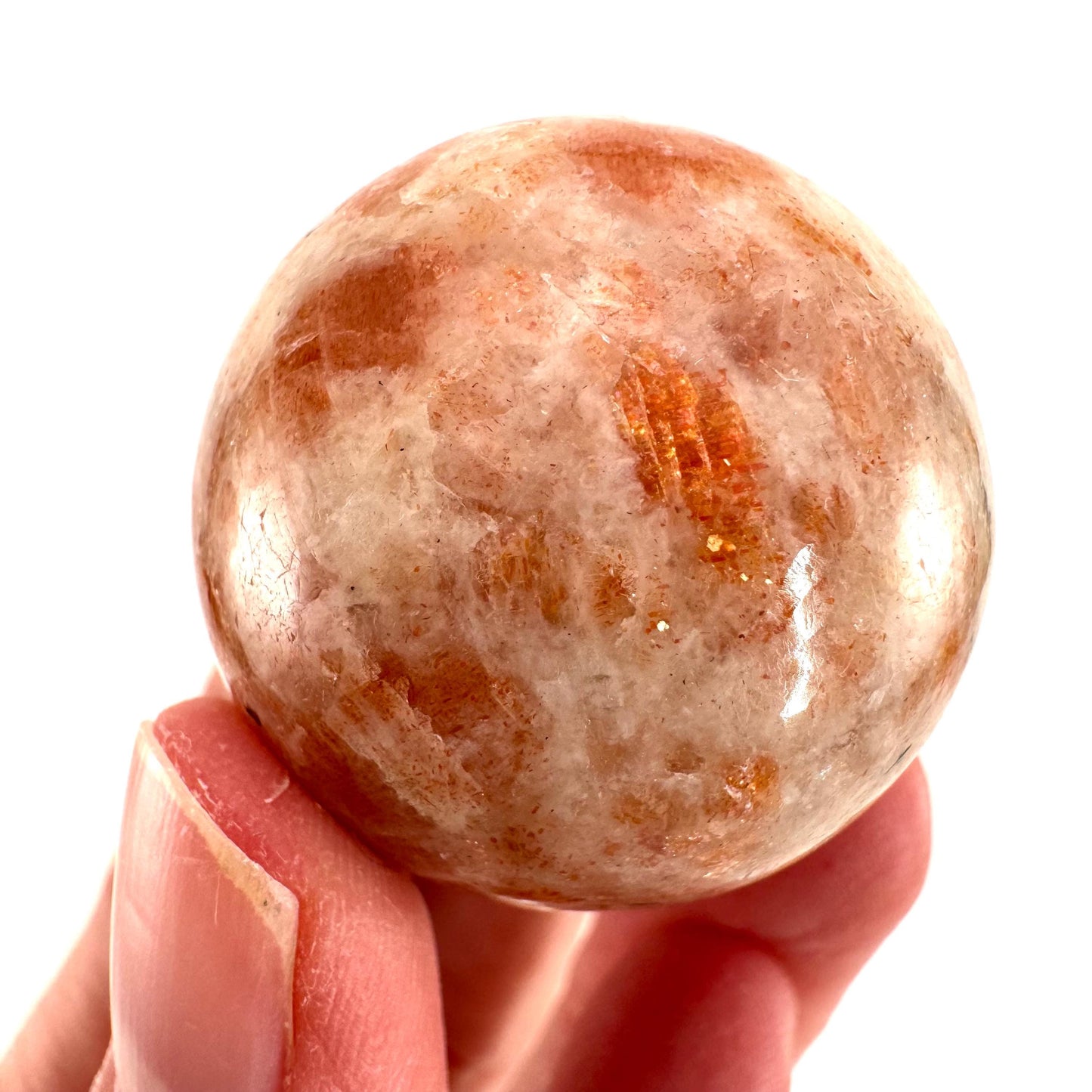 Sunstone Sphere (India) | polished sunstone crystal ball, crystal sphere