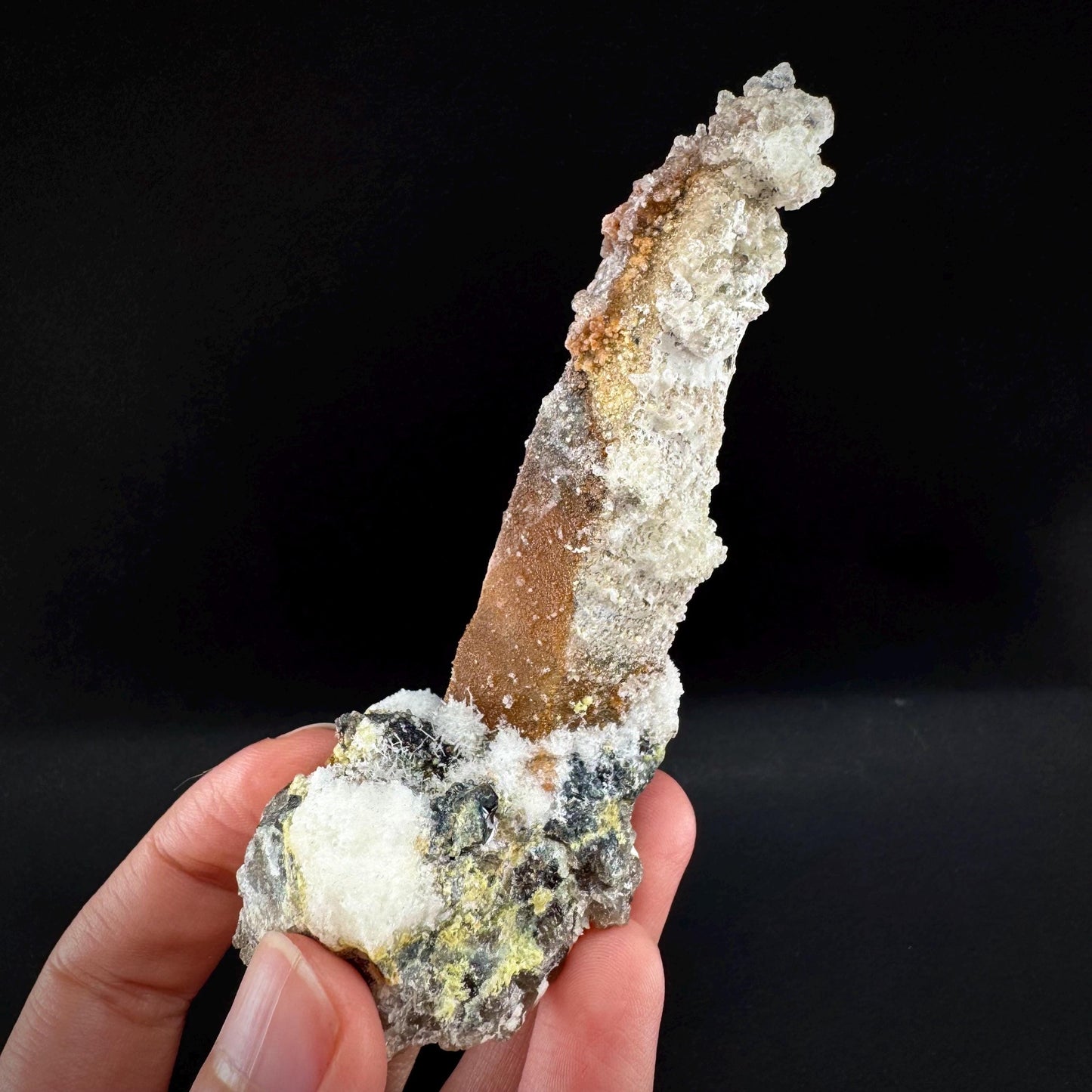 Hyalite Opal on Smoky Quartz (Namibia) | UV reactive Hyalite Opal on smoky quartz crystal