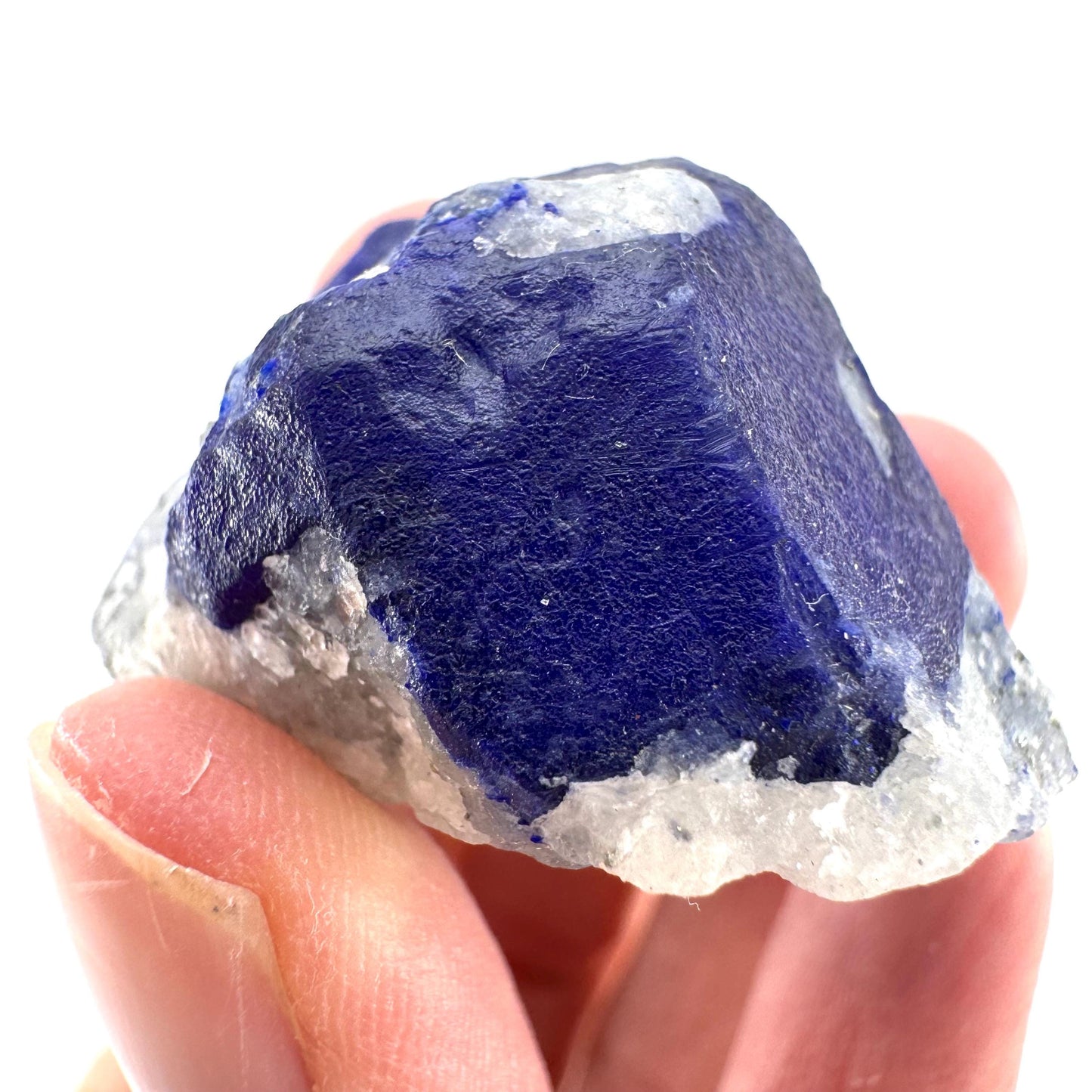 Lazurite on Calcite (Afghanistan) | lazurite crystal, mineral specimen