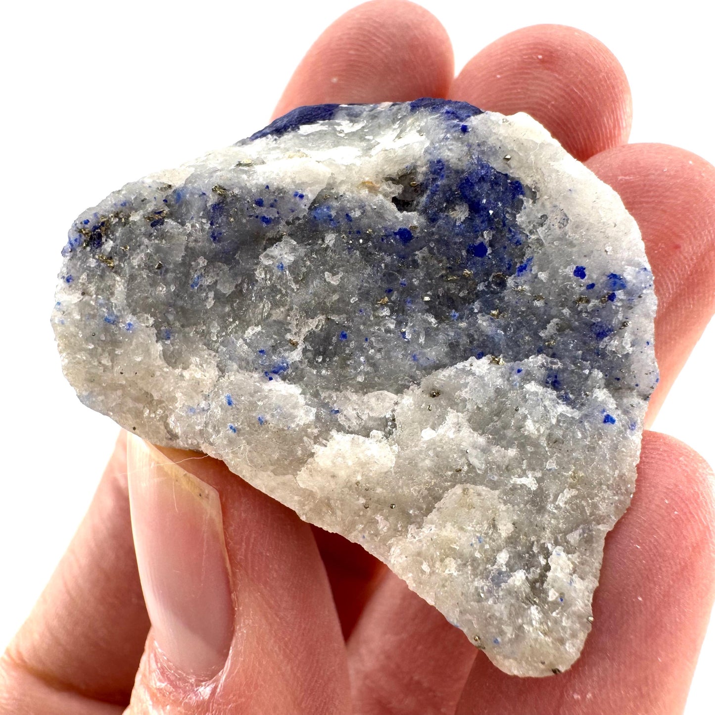 Lazurite on Calcite (Afghanistan) | lazurite crystal, mineral specimen