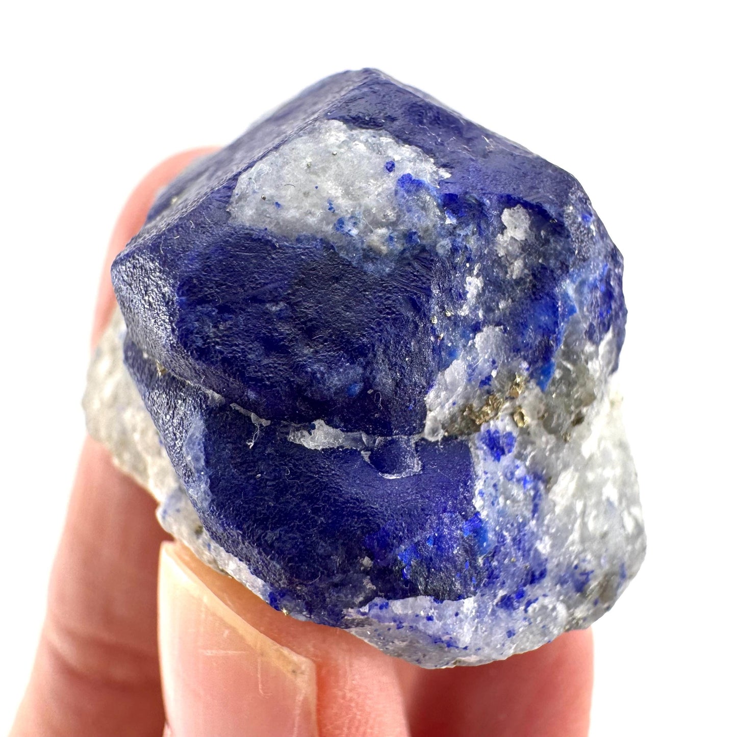 Lazurite on Calcite (Afghanistan) | lazurite crystal, mineral specimen